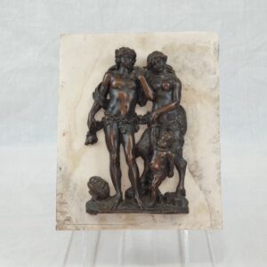 Victorian Spelter On Plaster Plaque Of Greek Classical Couple And Child