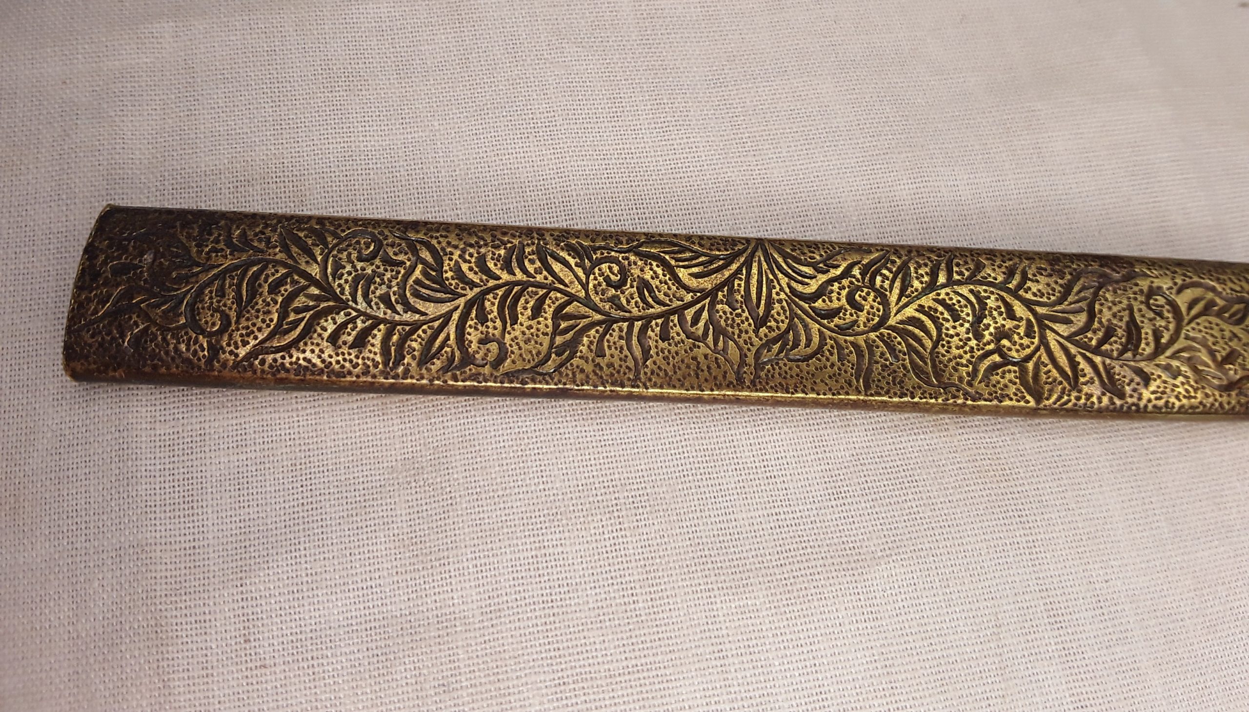 18th Century Signed Shinto Wakizashi Sword In Red Lacquered Scabbard With Kozuka - Image 11
