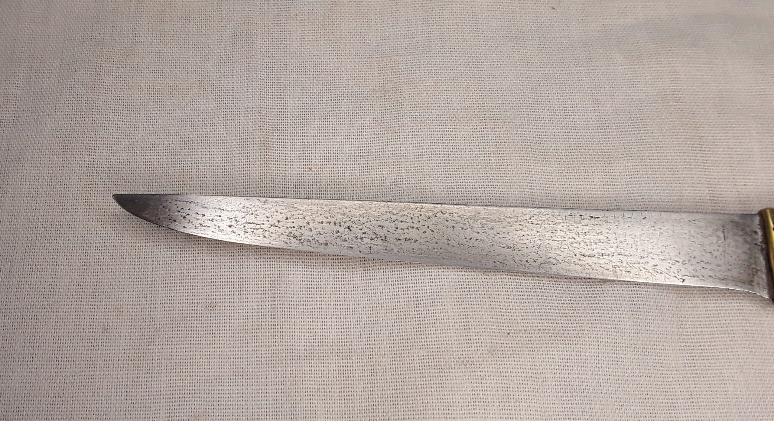 18th Century Signed Shinto Wakizashi Sword In Red Lacquered Scabbard With Kozuka - Image 8