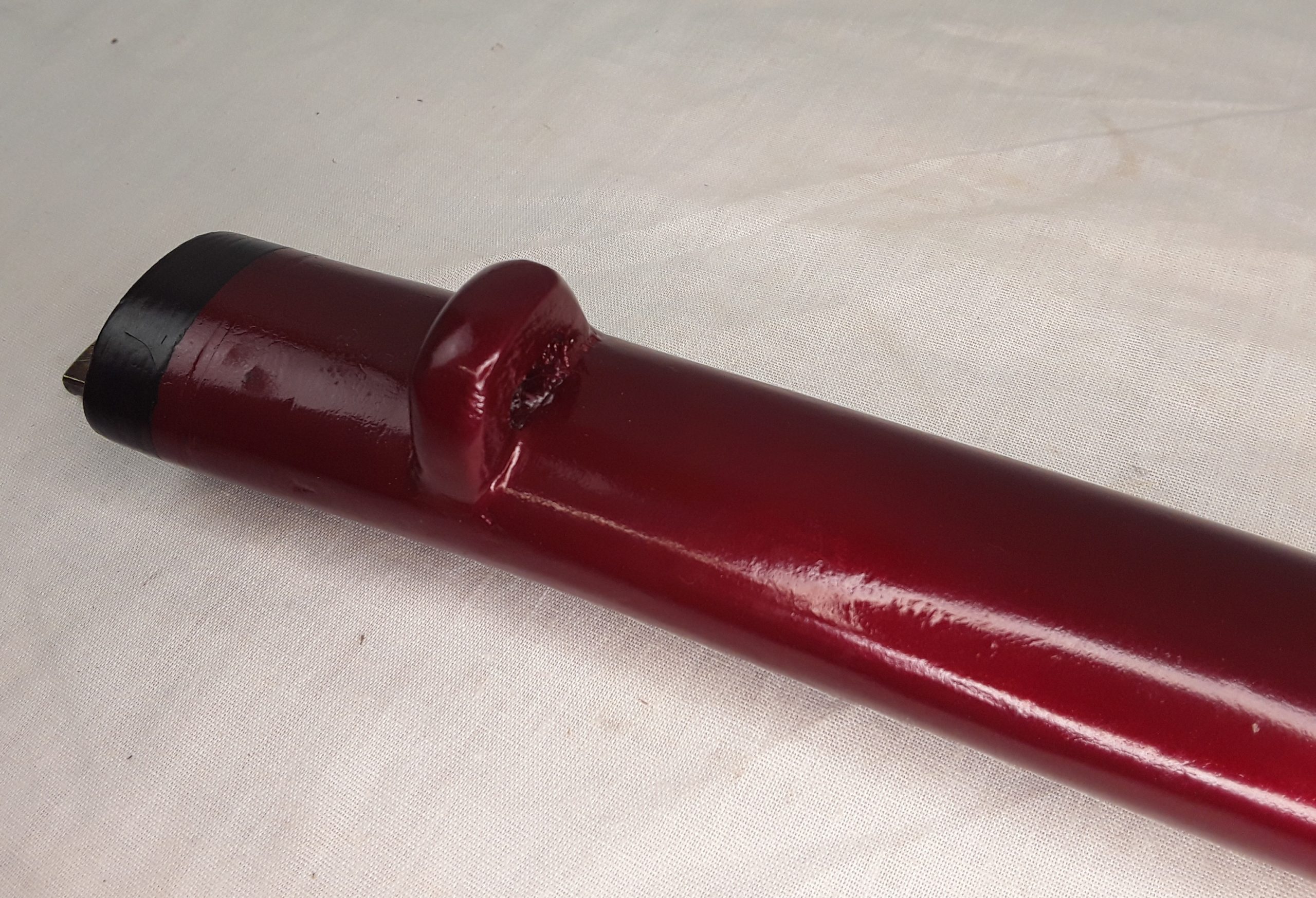 18th Century Signed Shinto Wakizashi Sword In Red Lacquered Scabbard With Kozuka - Image 4
