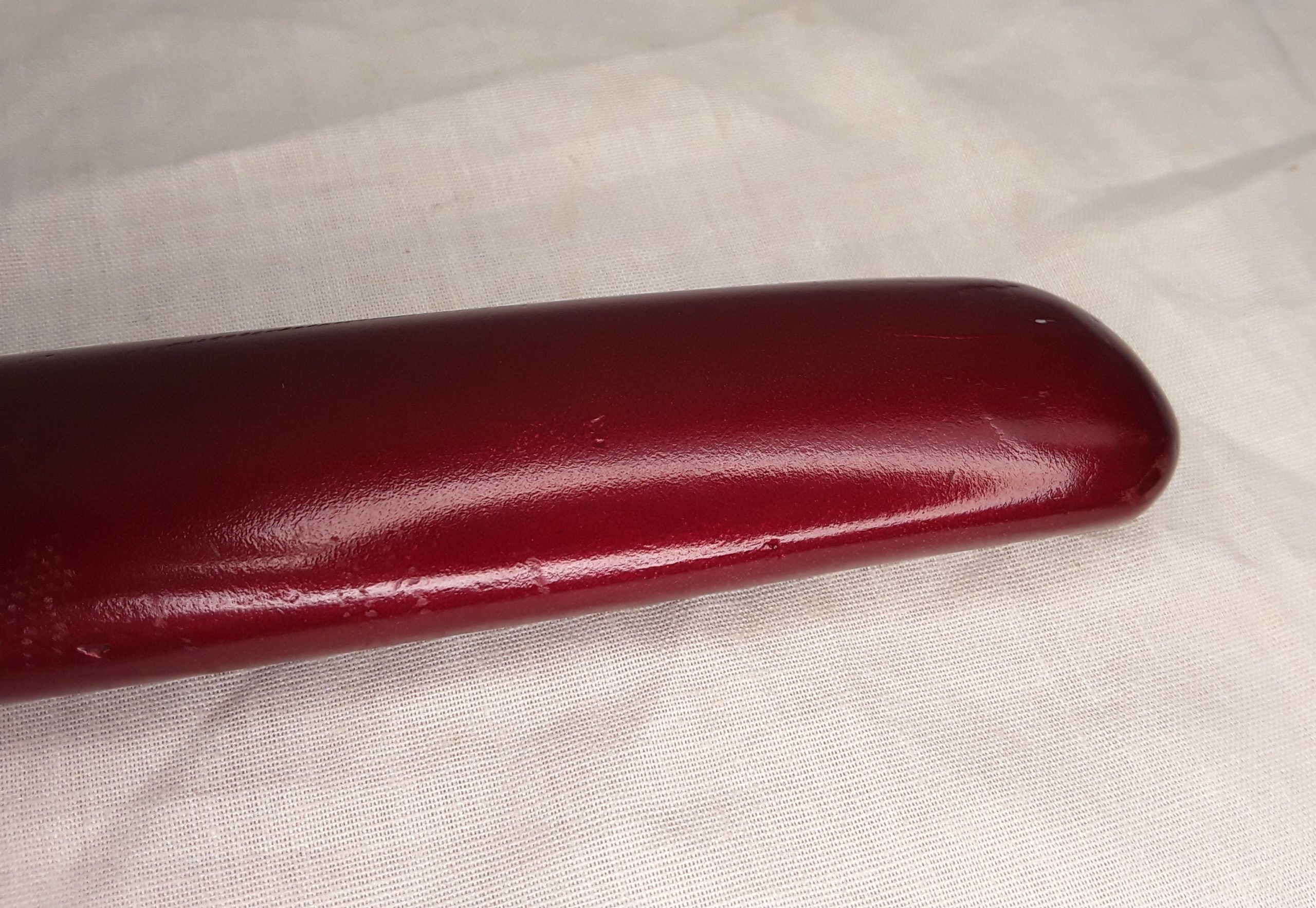 18th Century Signed Shinto Wakizashi Sword In Red Lacquered Scabbard With Kozuka - Image 2