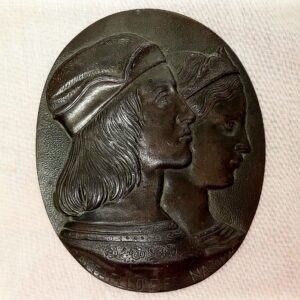 19th Century Italian Bronzed Pewter Portrait Plaque Of Rafael And Fornarina