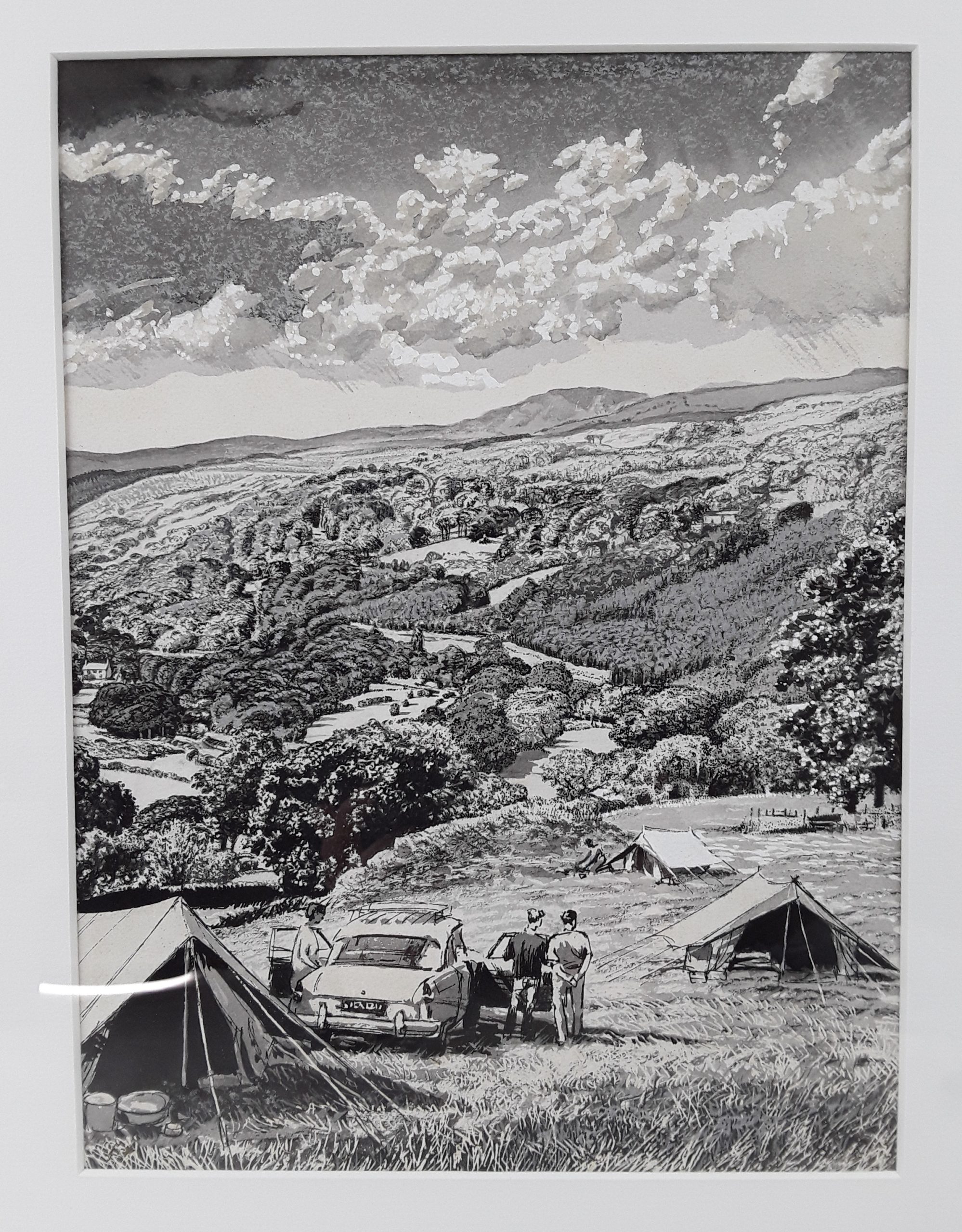 Framed Ink & Watercolour Illustration Of Campers by W. Savage c1960's - Image 2