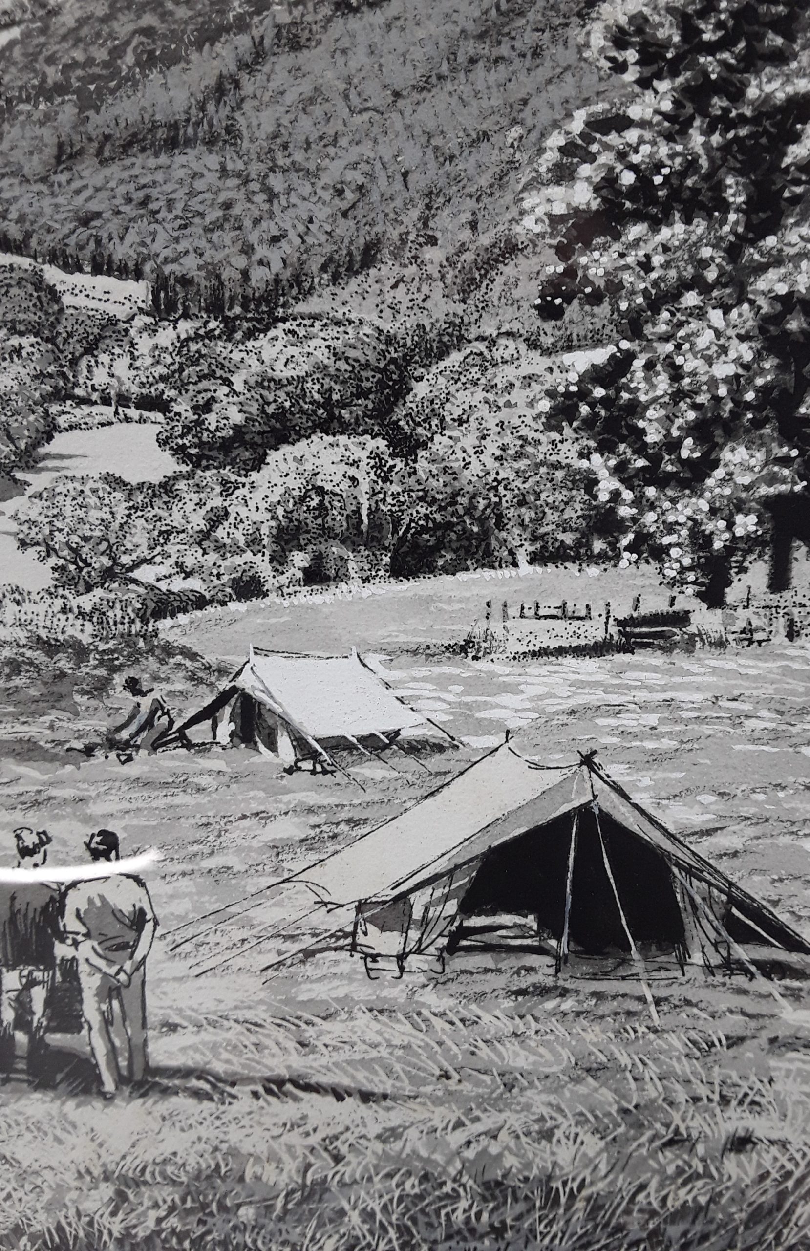 Framed Ink & Watercolour Illustration Of Campers by W. Savage c1960's - Image 4