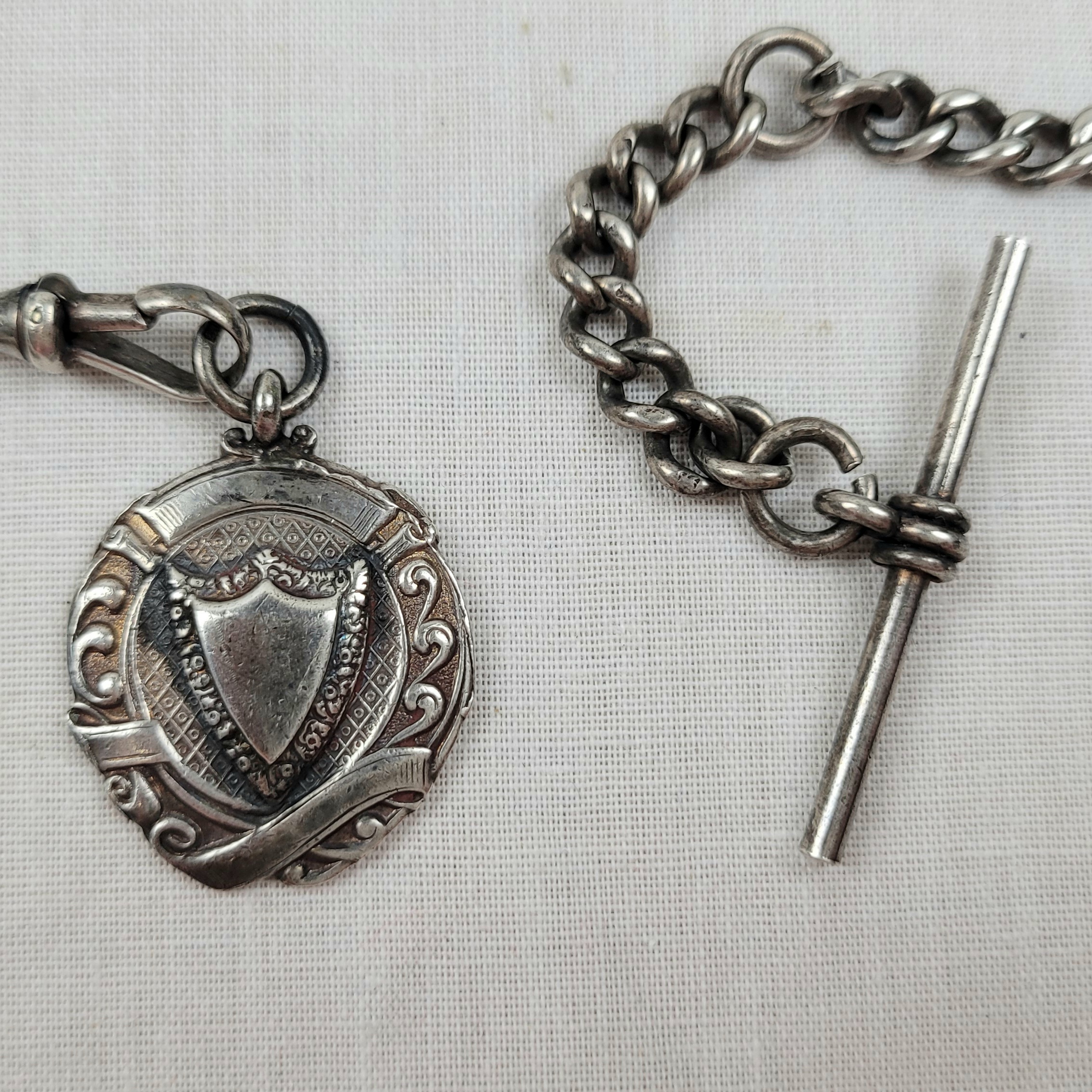 Sterling Silver Albert Watch Chain With Medallion - Image 2