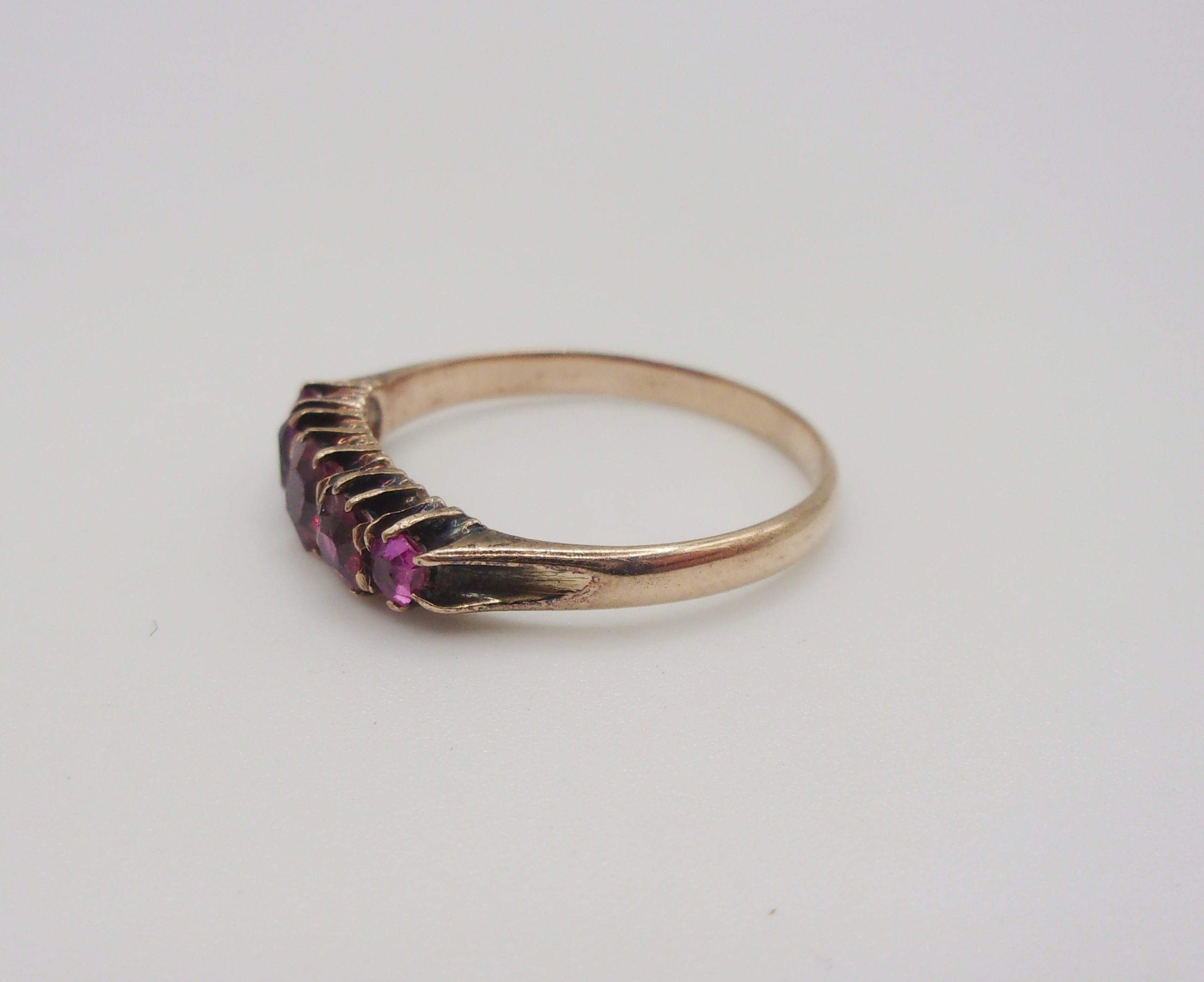 9ct Rose Gold Five Stone Ruby Ring UK Size P+ US 7 ¾ - Image 2