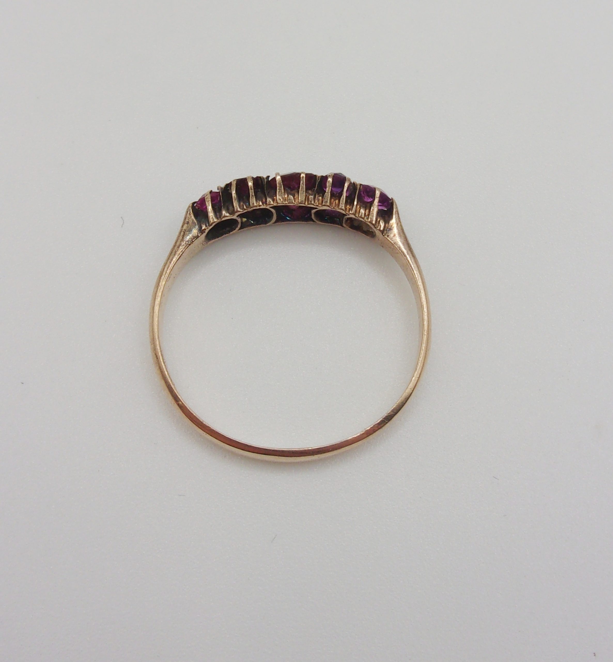 9ct Rose Gold Five Stone Ruby Ring UK Size P+ US 7 ¾ - Image 4
