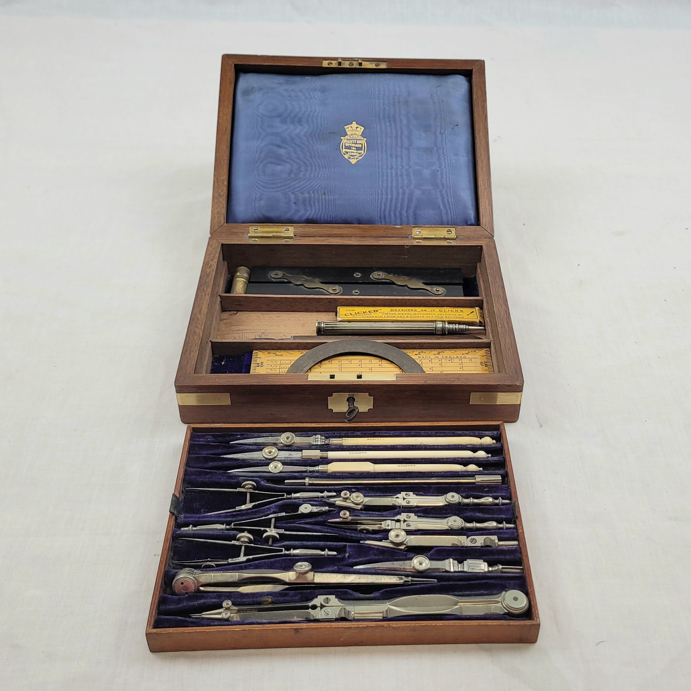 Circa 1880 Cased Set Of Elliot Brothers Drawing Instruments