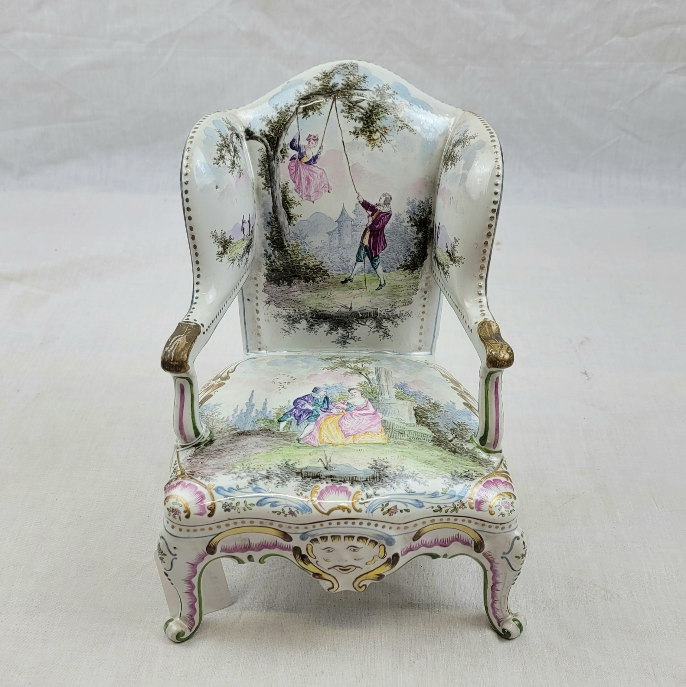 Circa 1780 Honoré Savey Faience Miniature Armchair