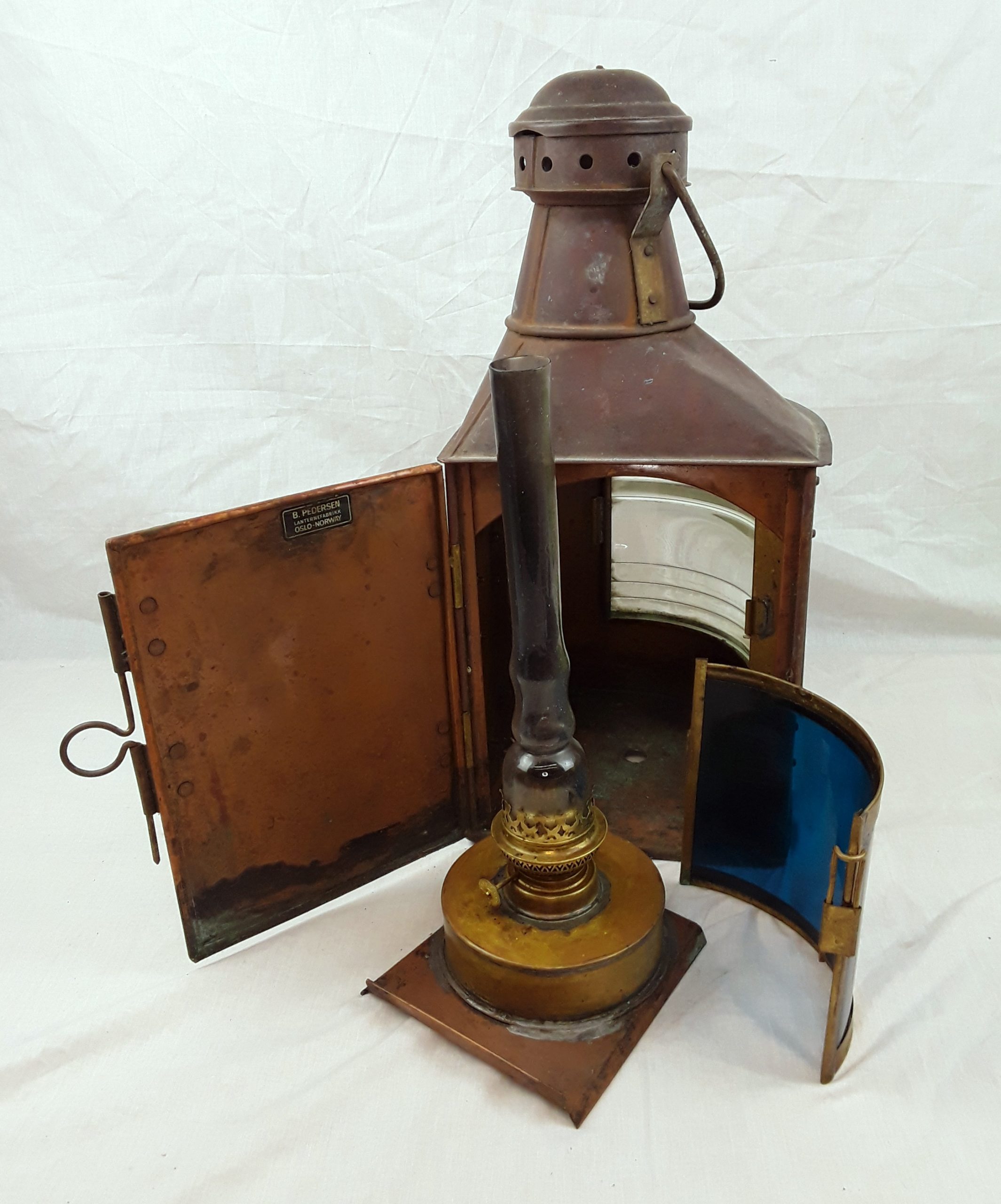 Norwegian Ships Copper Starboard Side Oil Lantern - Image 6