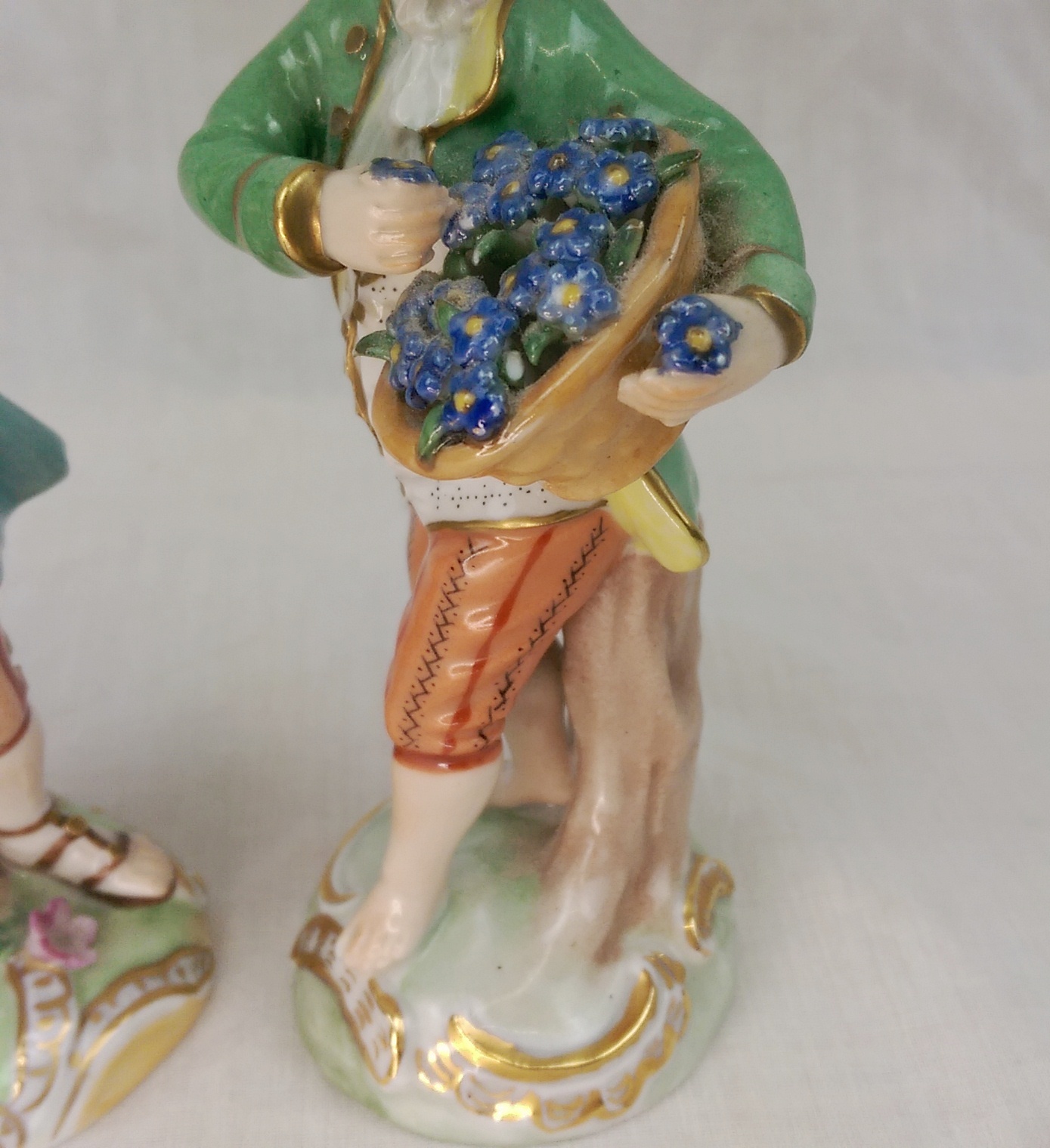 c1910 Carl Thieme Dresden Porcelain Fruit And Flower Seller Figurines - Image 3