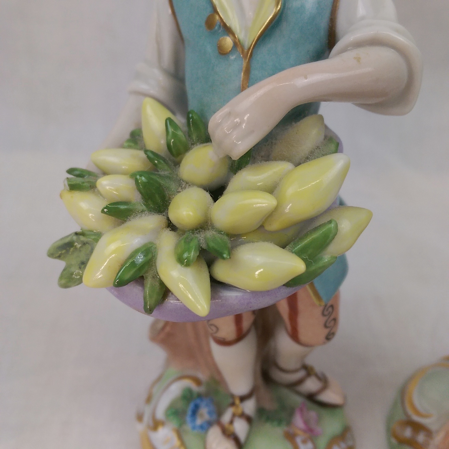 c1910 Carl Thieme Dresden Porcelain Fruit And Flower Seller Figurines - Image 4