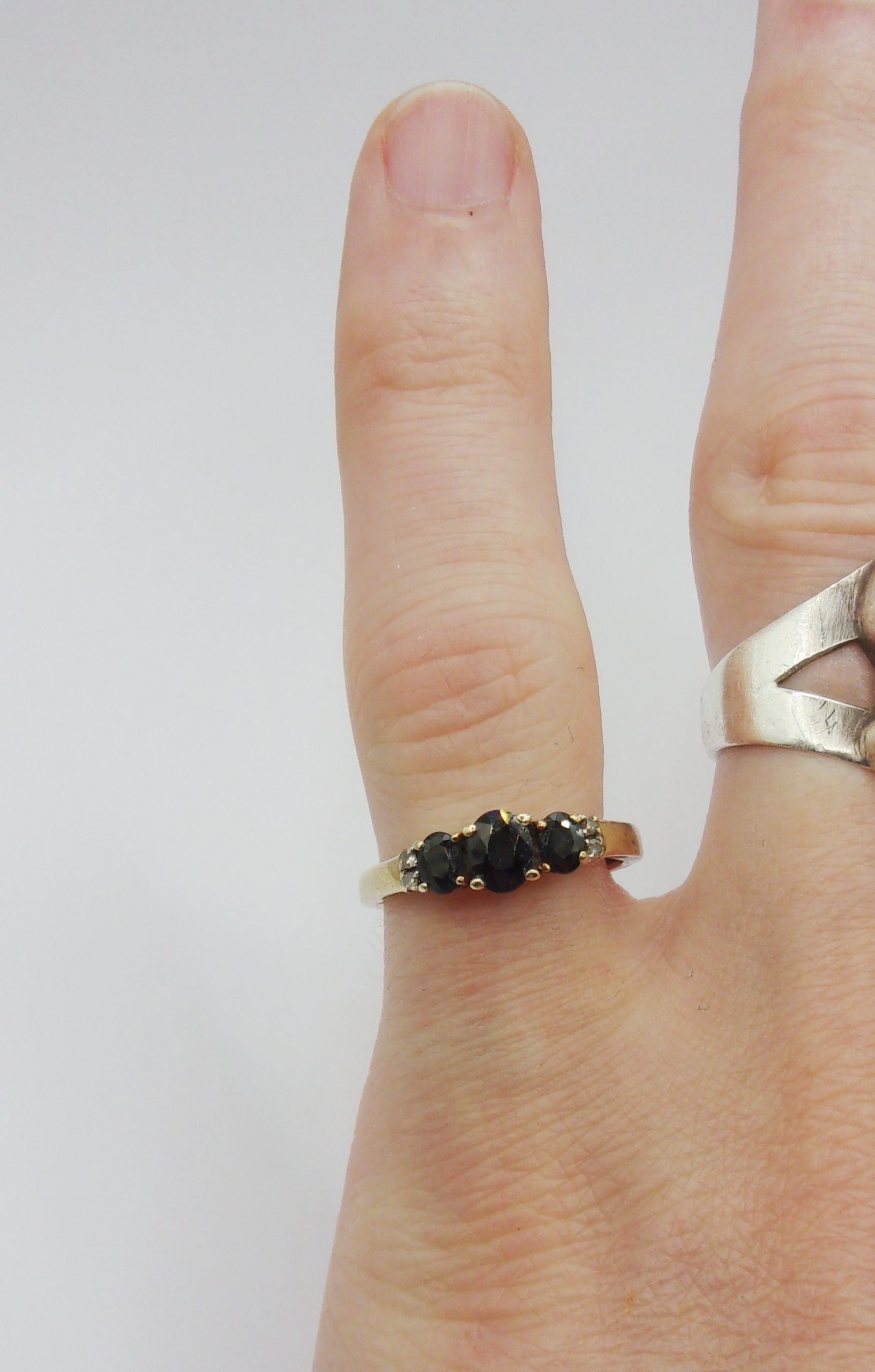 9ct Yellow Gold Sapphire & Diamond Ring UK Size L+ US 5 ¾ - Image 6