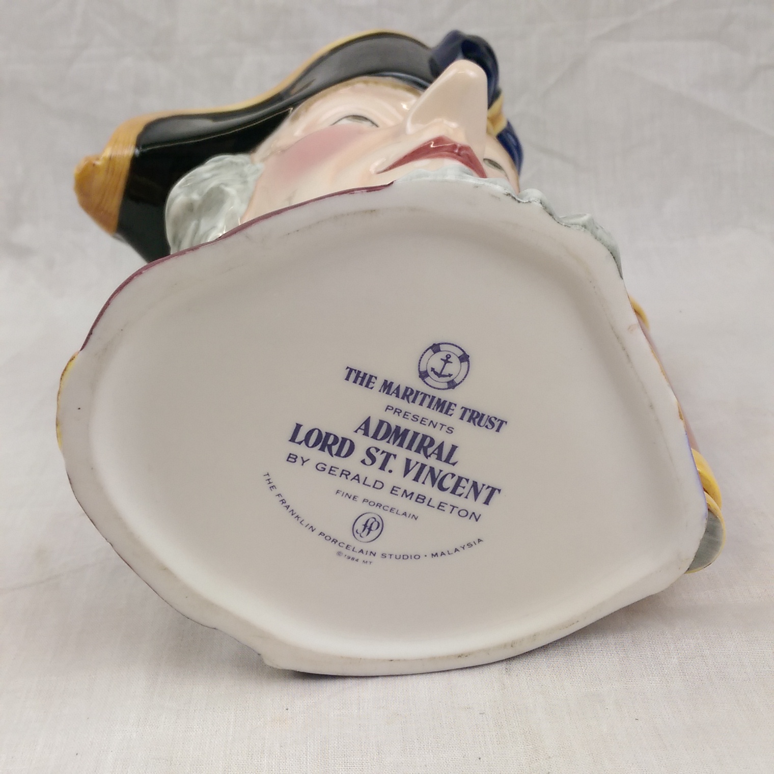 Franklin Mint Maritime Trust Large Porcelain Character Jug – Admiral Lord St. Vincent - Image 3