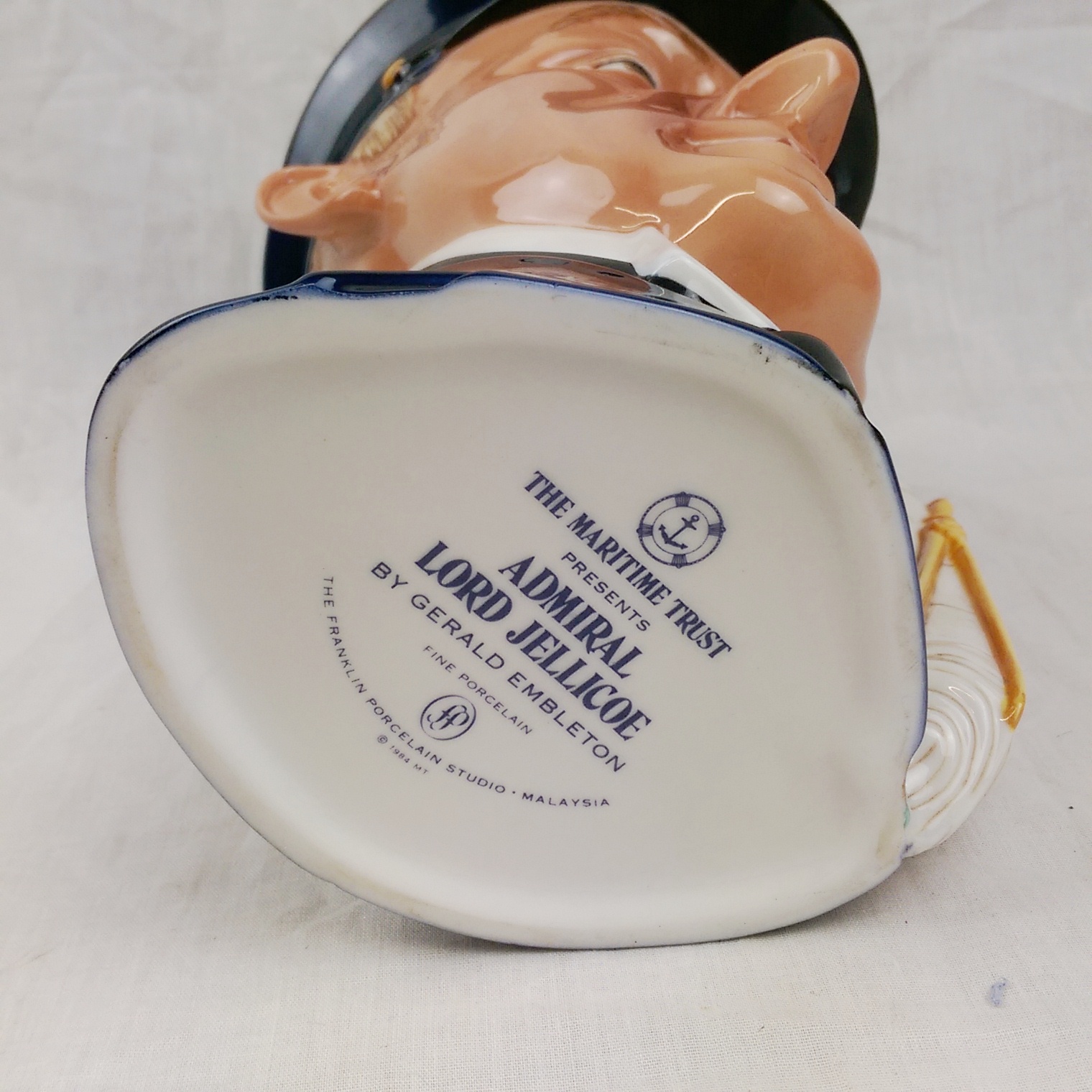 Franklin Mint Maritime Trust Large Porcelain Character Jug – Admiral Lord Jellicoe - Image 3