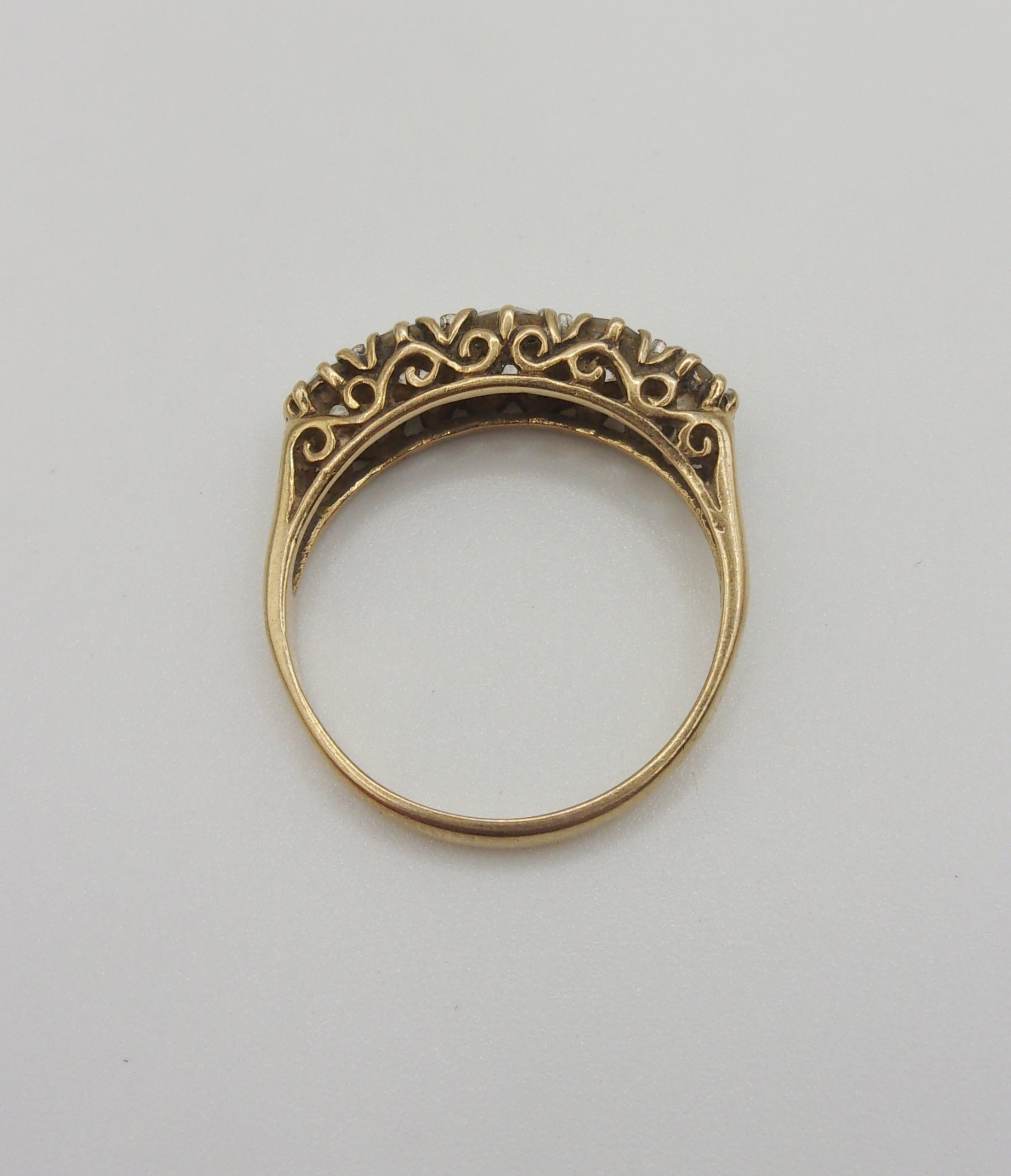 9ct Yellow Gold Five Stone Cubic Zirconia Ring UK Size M+ US 6 ¼ - Image 3