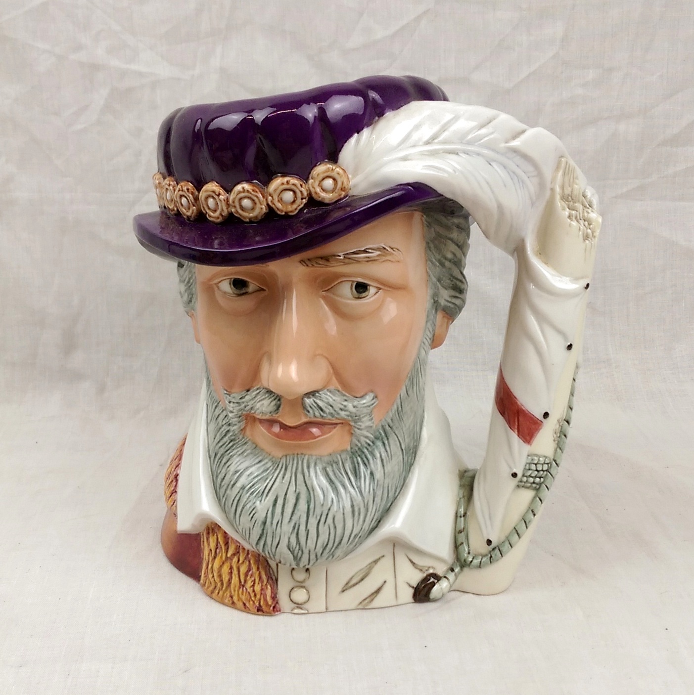 Franklin Mint Maritime Trust Large Porcelain Character Jug – Sir Richard Grenville