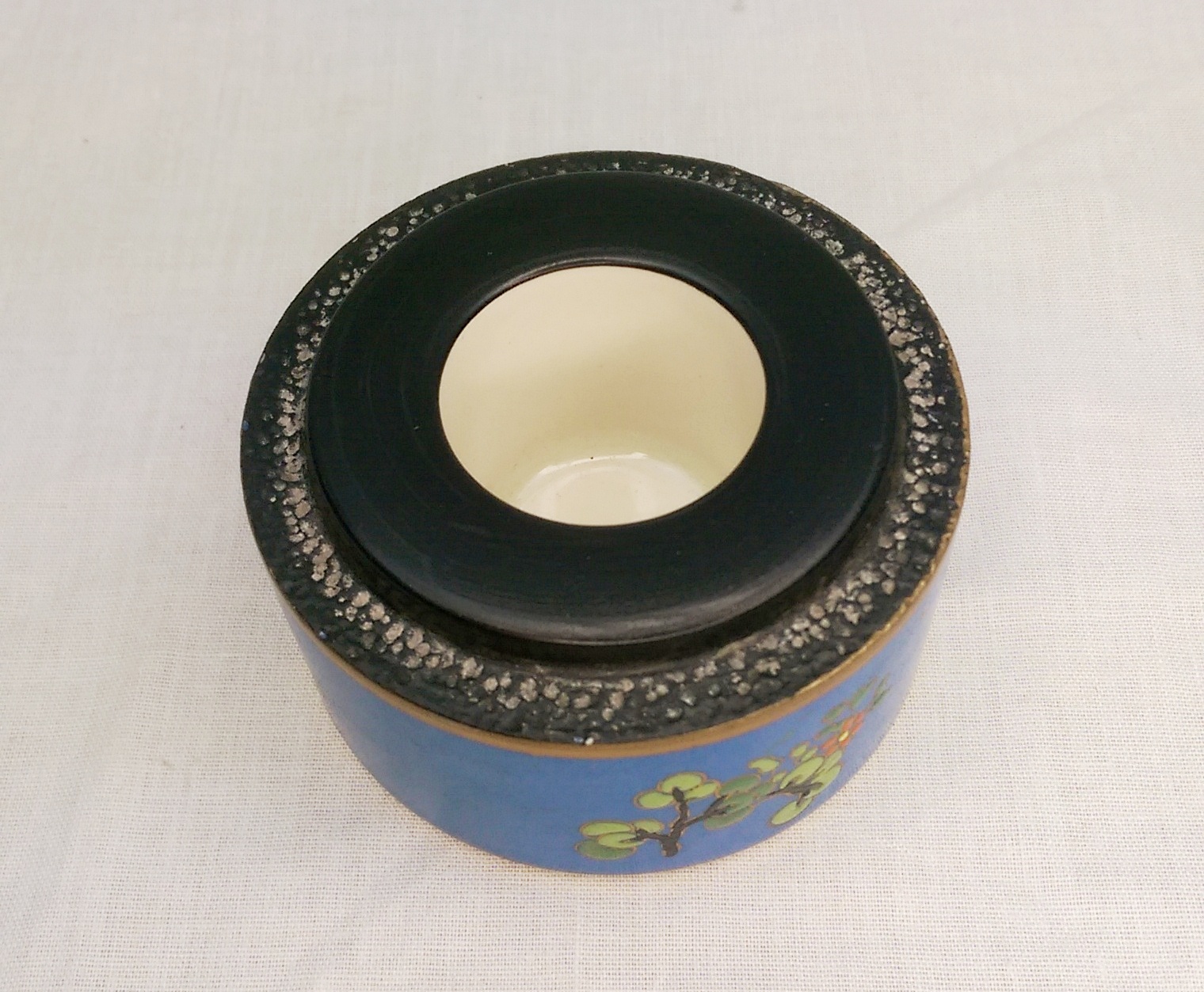 c1925 G.B. & Sons Porcelain & Sterling Silver Match Strike With Cover - Image 2