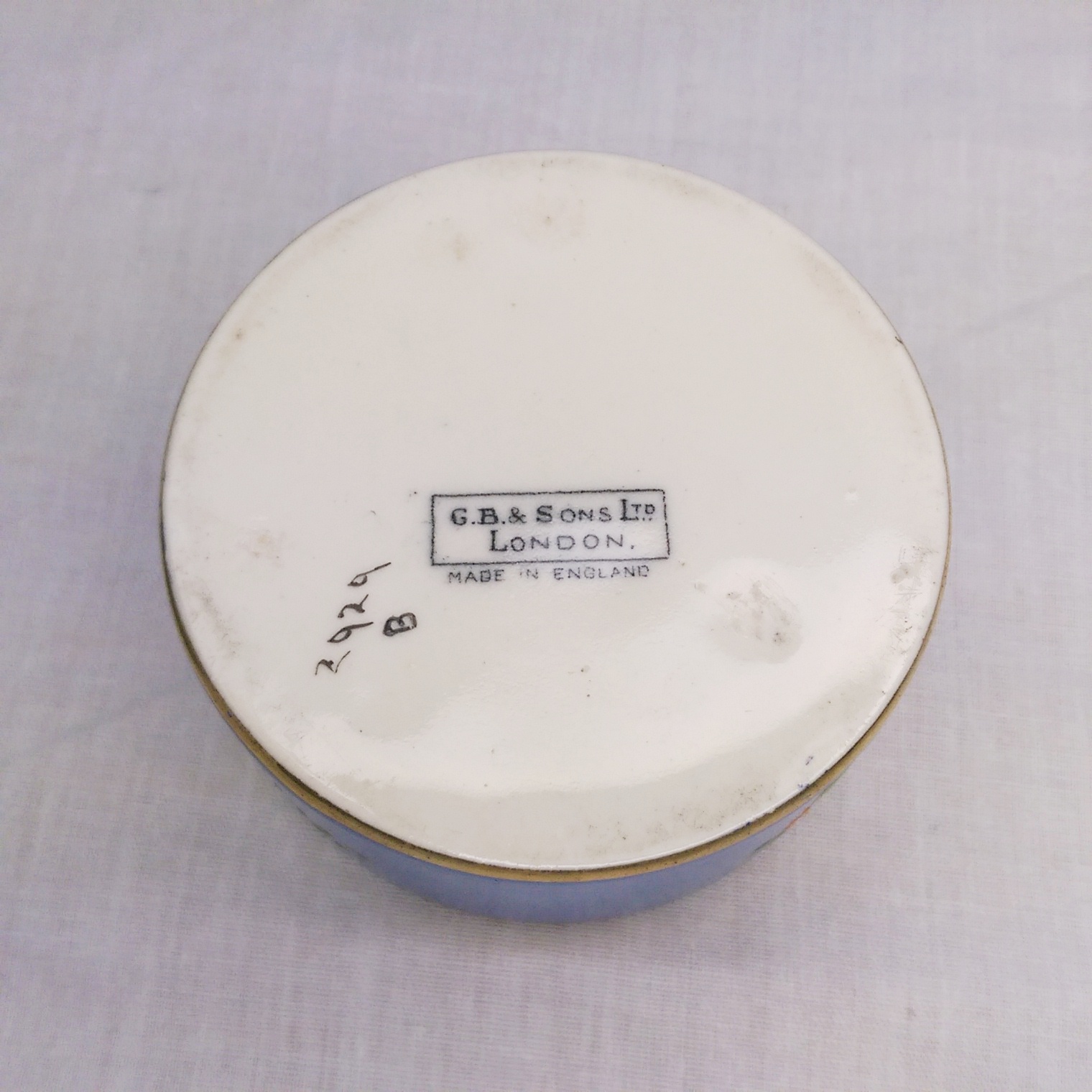 c1925 G.B. & Sons Porcelain & Sterling Silver Match Strike With Cover - Image 3