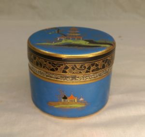 c1925 G.B. & Sons Porcelain & Sterling Silver Match Strike With Cover