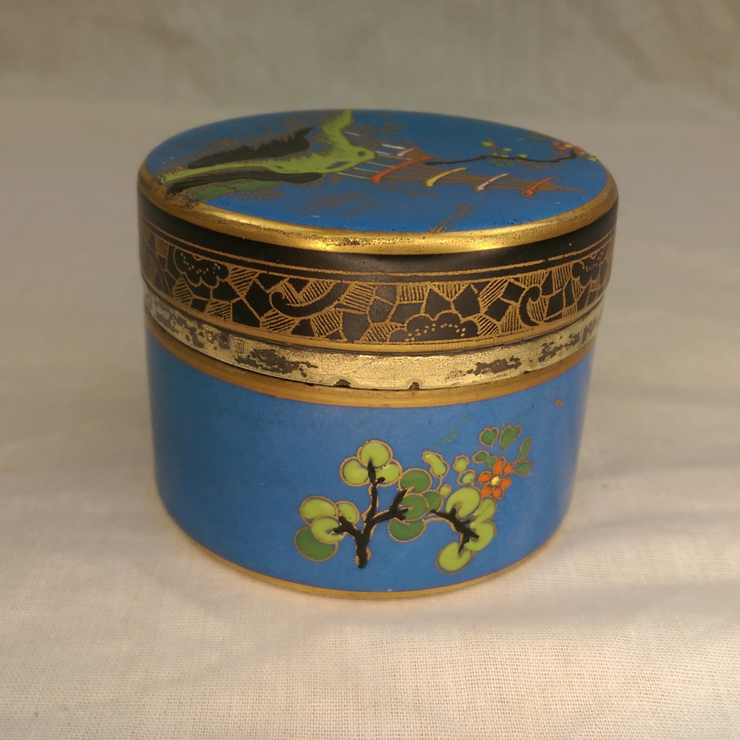 c1925 G.B. & Sons Porcelain & Sterling Silver Match Strike With Cover - Image 10