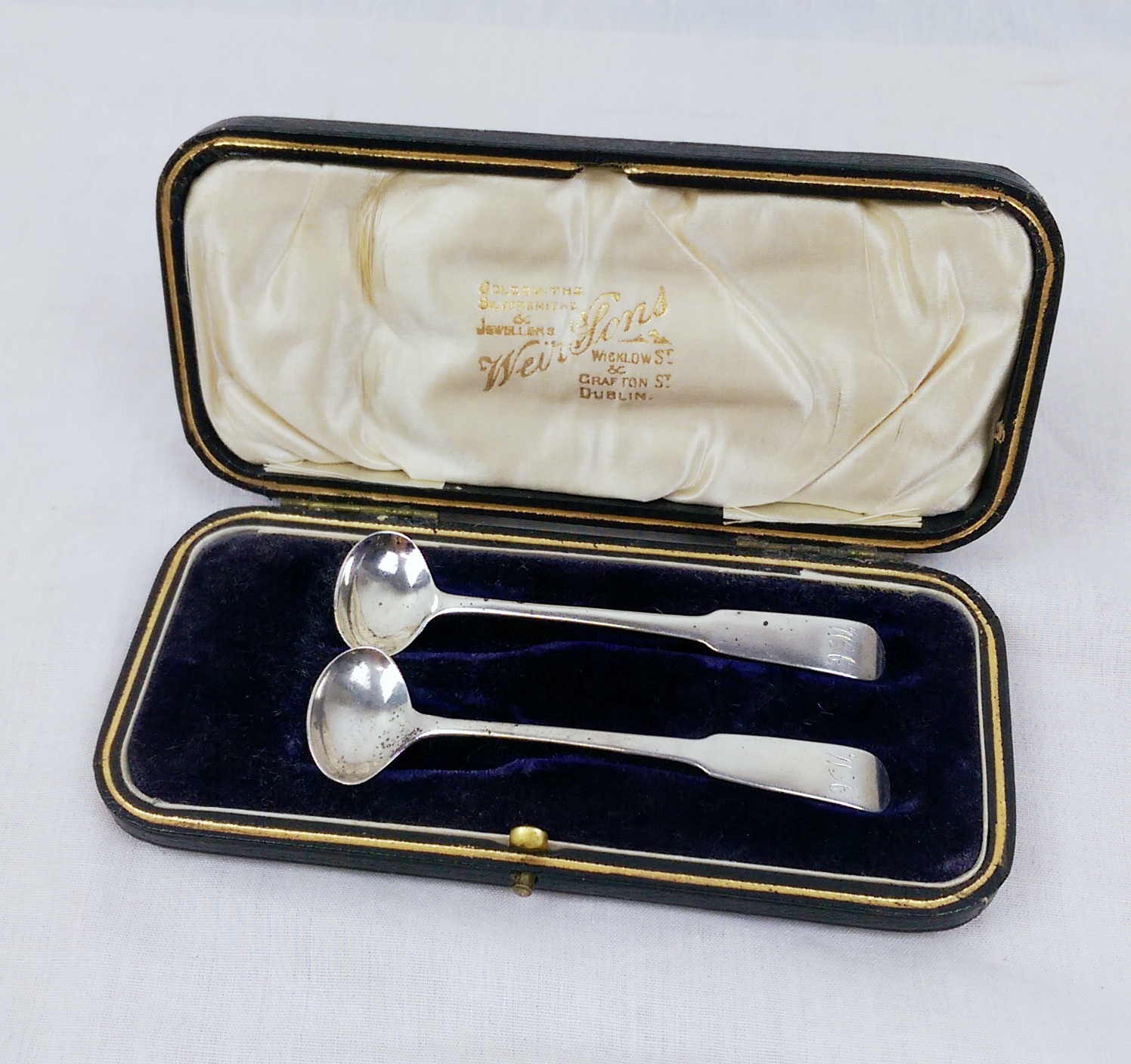 Cased Pair of Georgian Sterling Silver Mustard Spoons – Edinburgh 1810