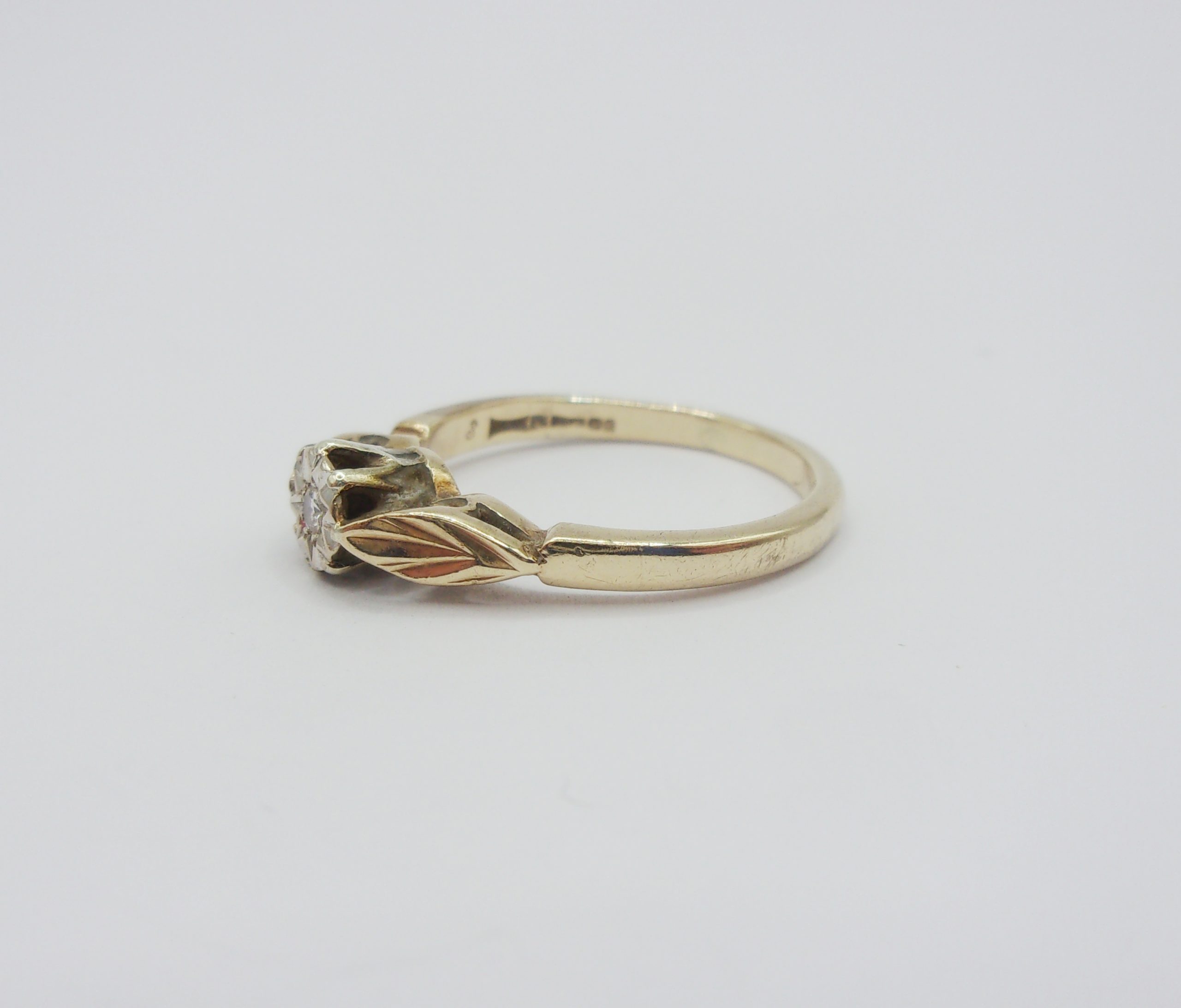 9ct Yellow Gold Diamond Solitaire Ring UK Size J+ US 5 - Image 2