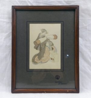 Japanese Surimono Woodblock Print of Two Japanese Women By Hokusai