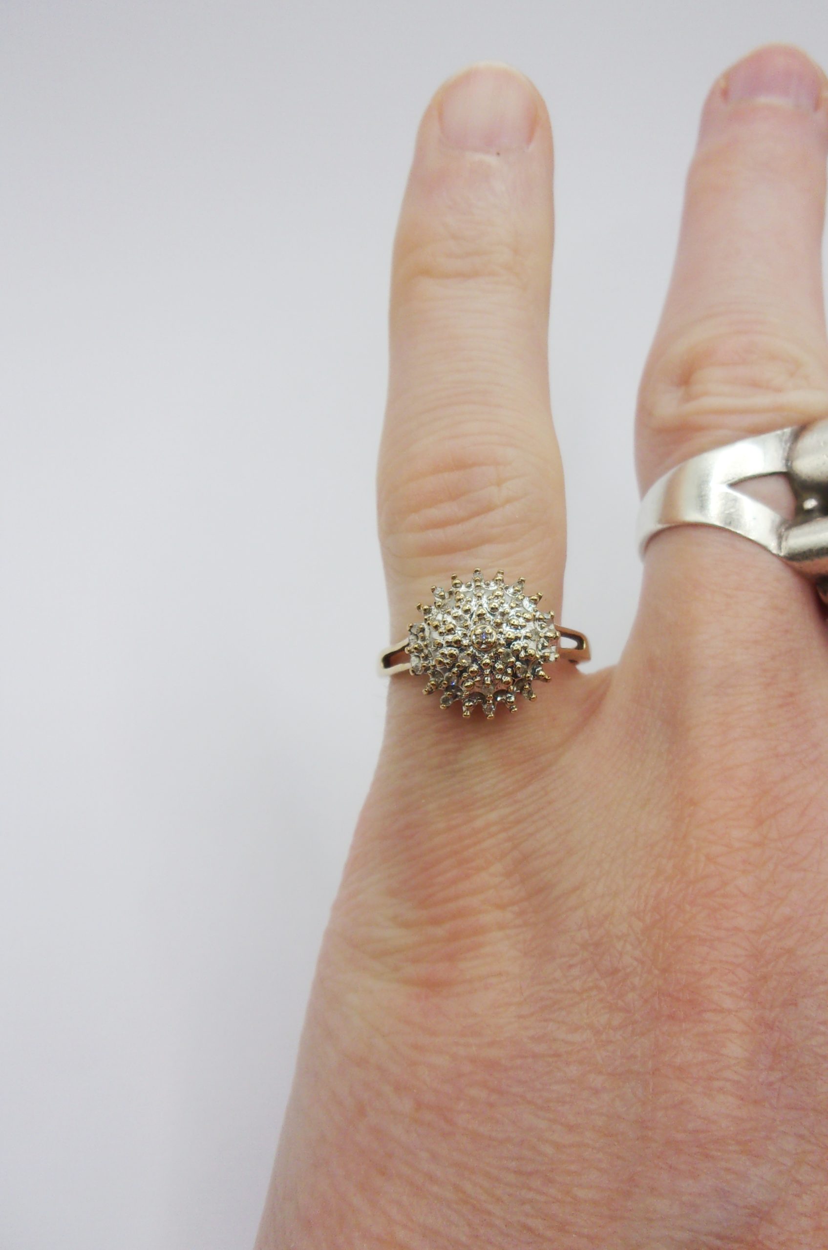9ct Yellow Gold .10 CTW Diamond Cluster Ring UK Size M+ US 6 ¼ - Image 6