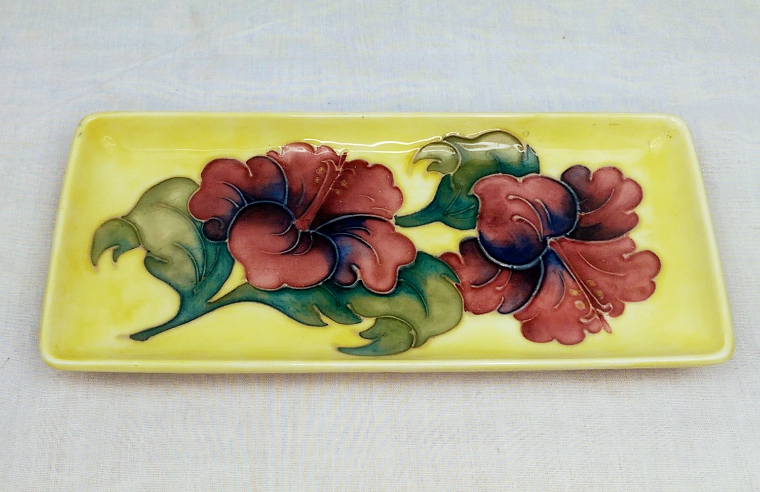 Moorcroft Yellow Hibiscus Pattern Pen Tray