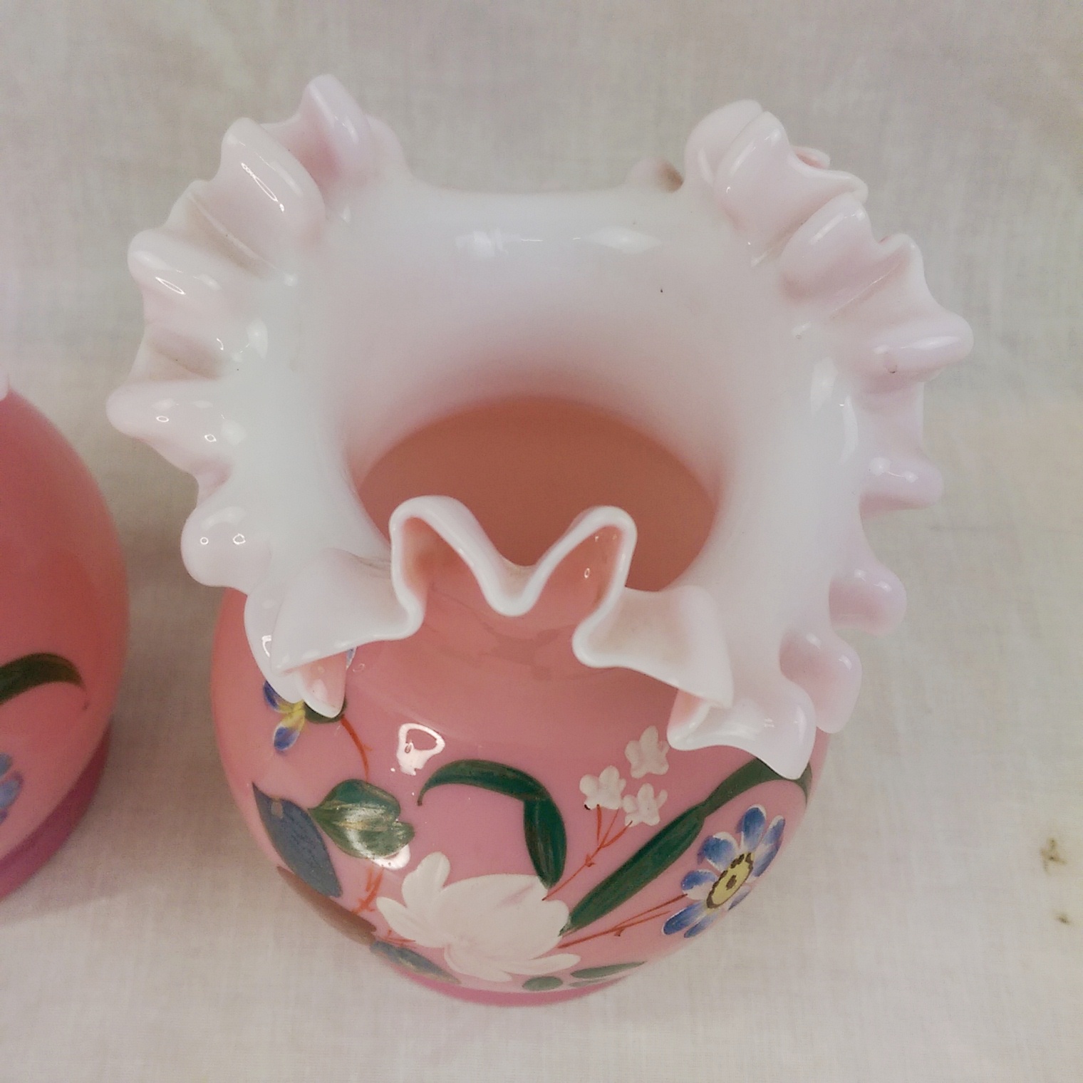 Late Victorian Ruffled Rim Vases – Probably Fenton - Image 2