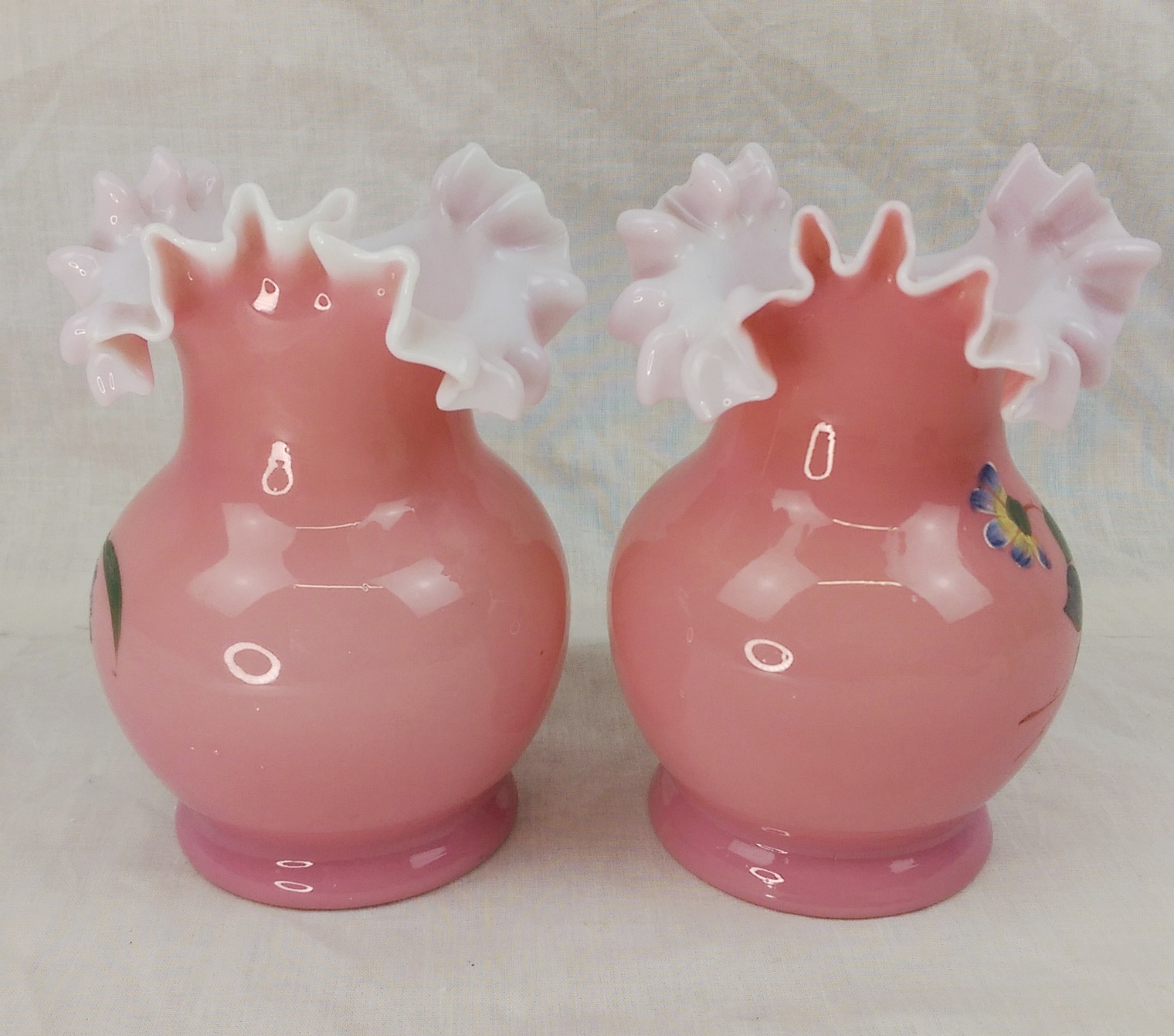 Late Victorian Ruffled Rim Vases – Probably Fenton - Image 6