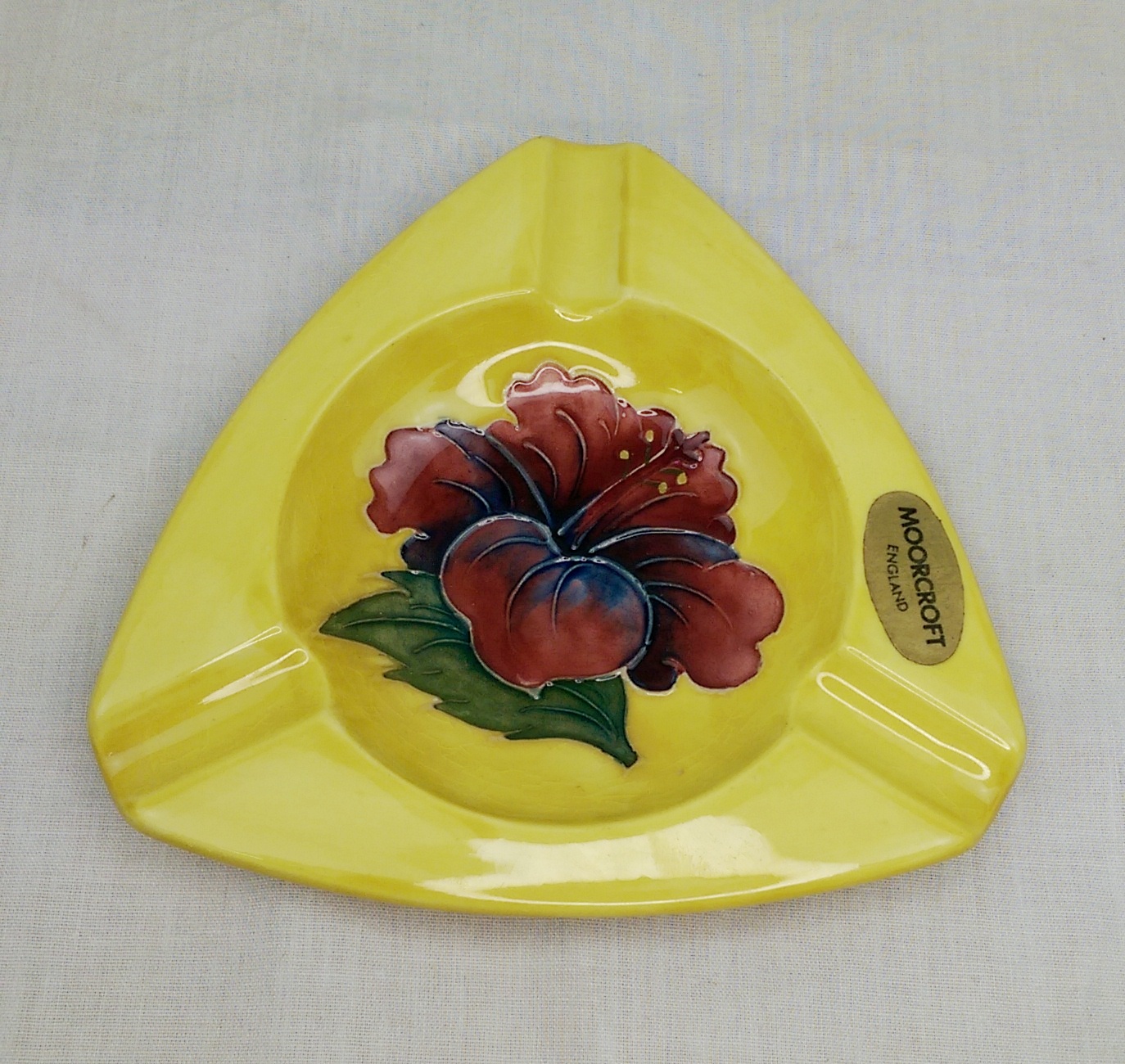 Moorcroft Yellow Hibiscus Pattern Ashtray