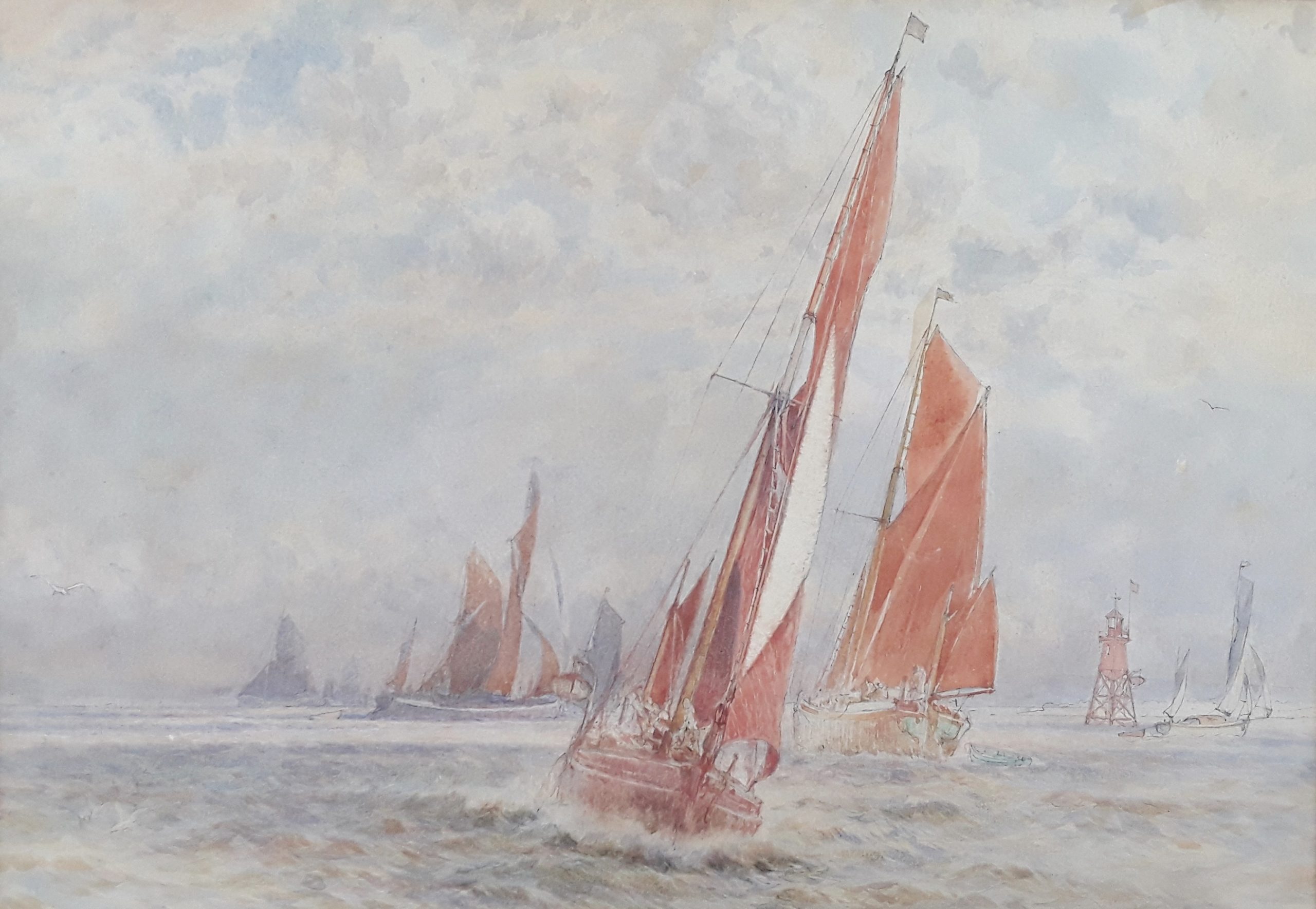 Unsigned Watercolour Of Sailing Boats - Probably W.E. Atkins (1842-1910) - Image 2