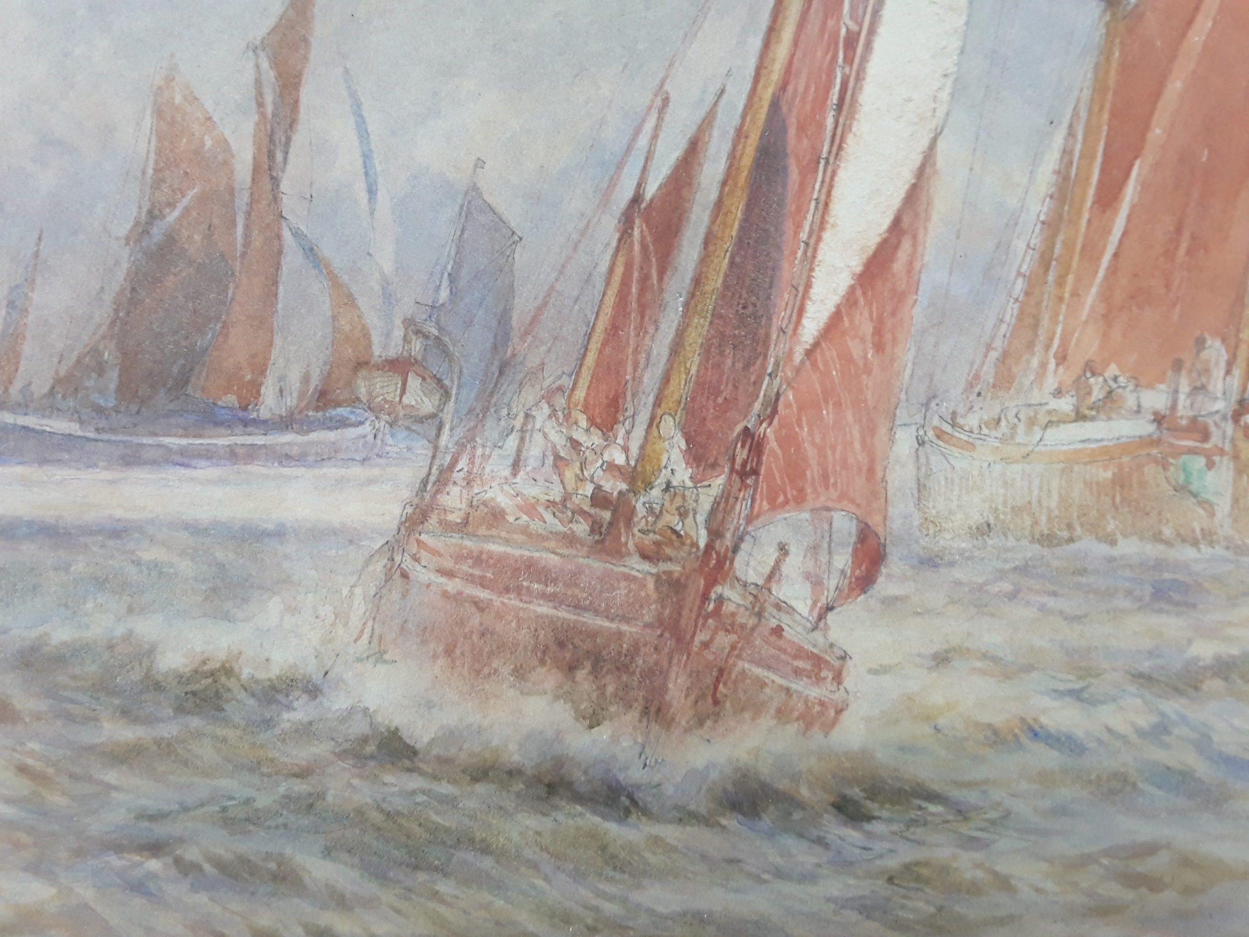 Unsigned Watercolour Of Sailing Boats - Probably W.E. Atkins (1842-1910) - Image 3