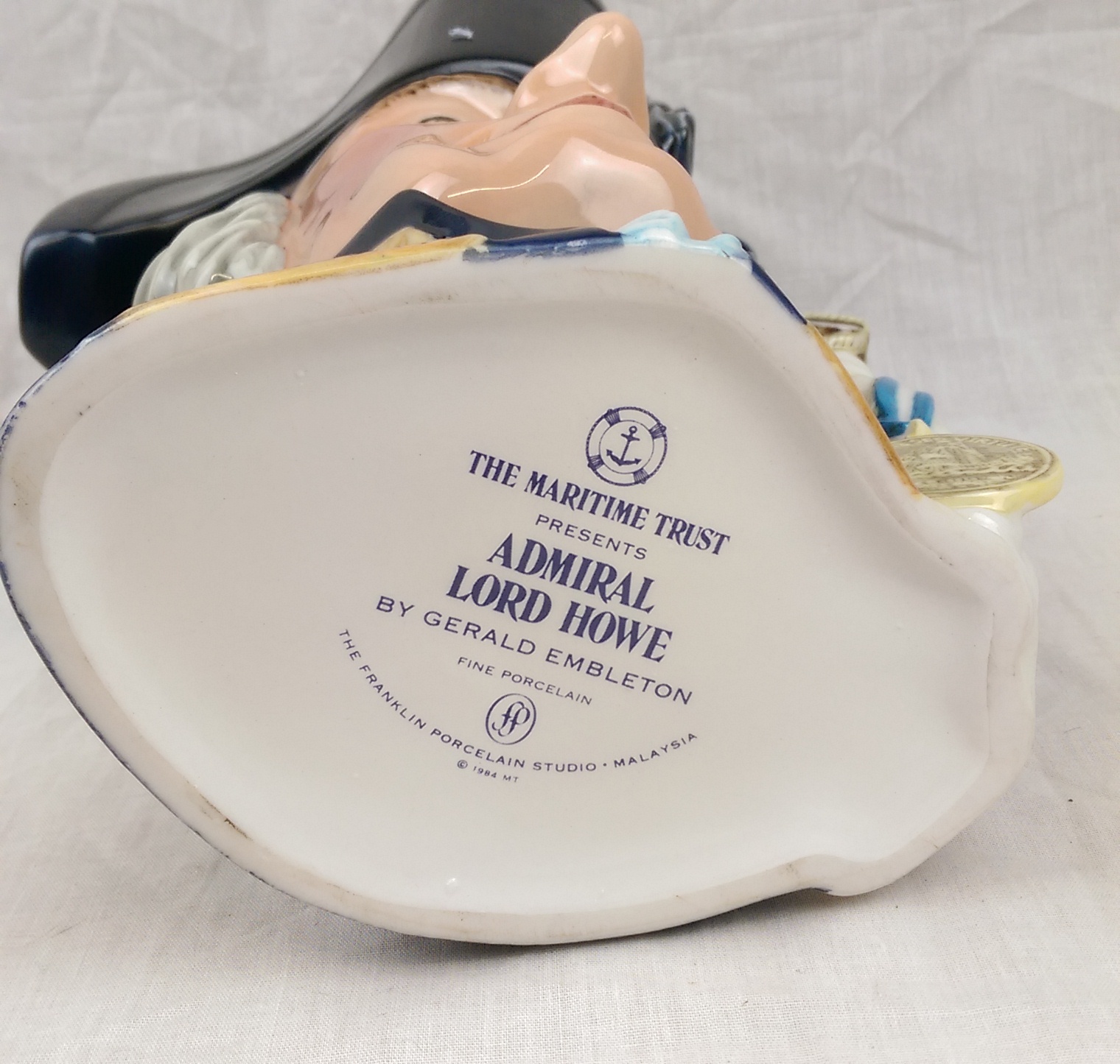 Franklin Mint Maritime Trust Large Porcelain Character Jug – Admiral Lord Howe - Image 3