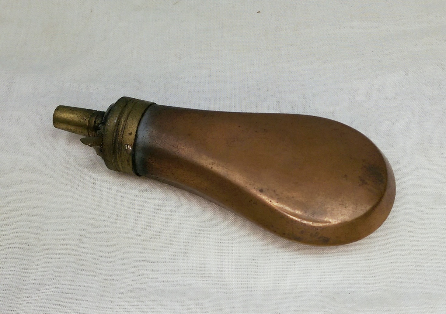 Small 19th Century Copper & Brass Powder Flask