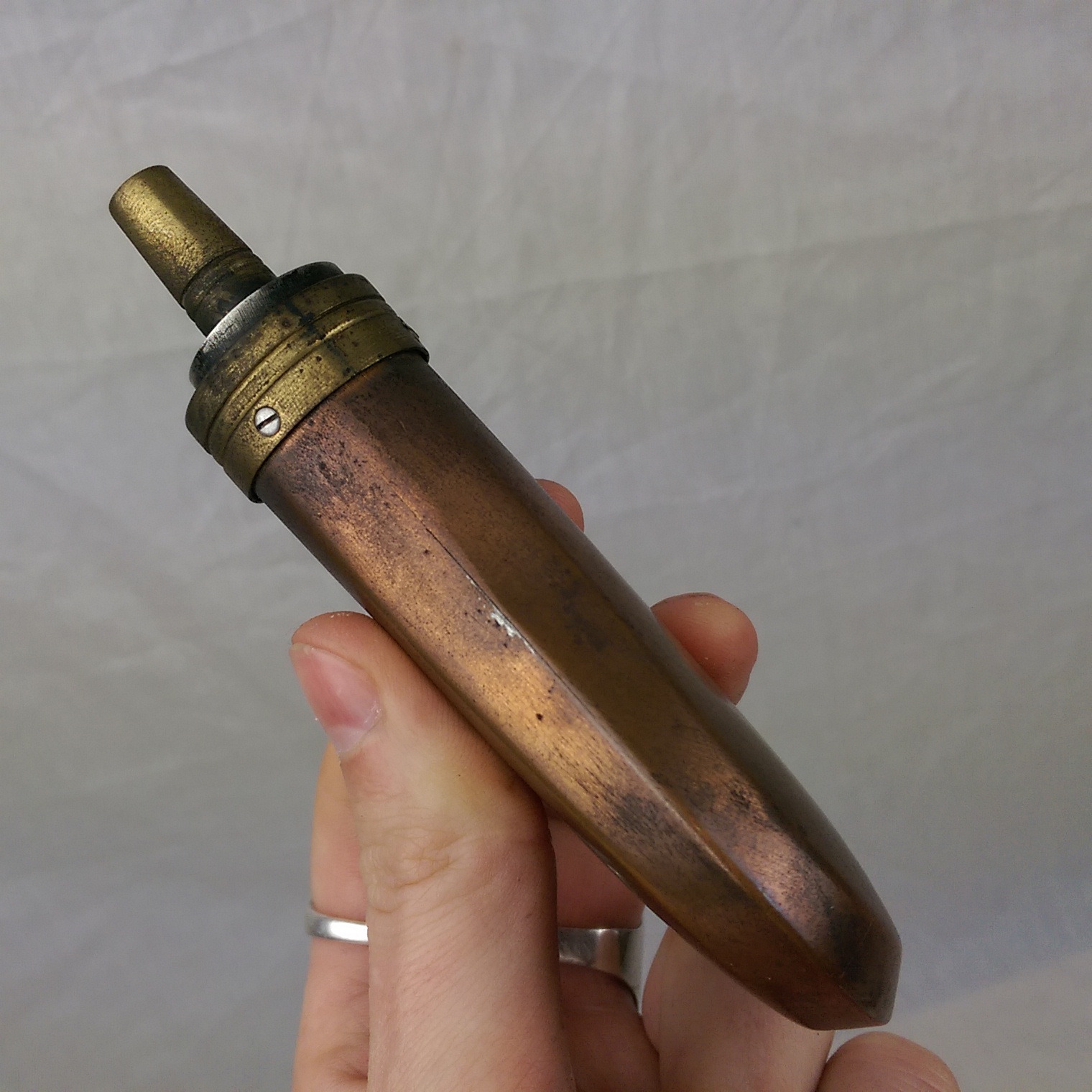 Small 19th Century Copper & Brass Powder Flask - Image 7