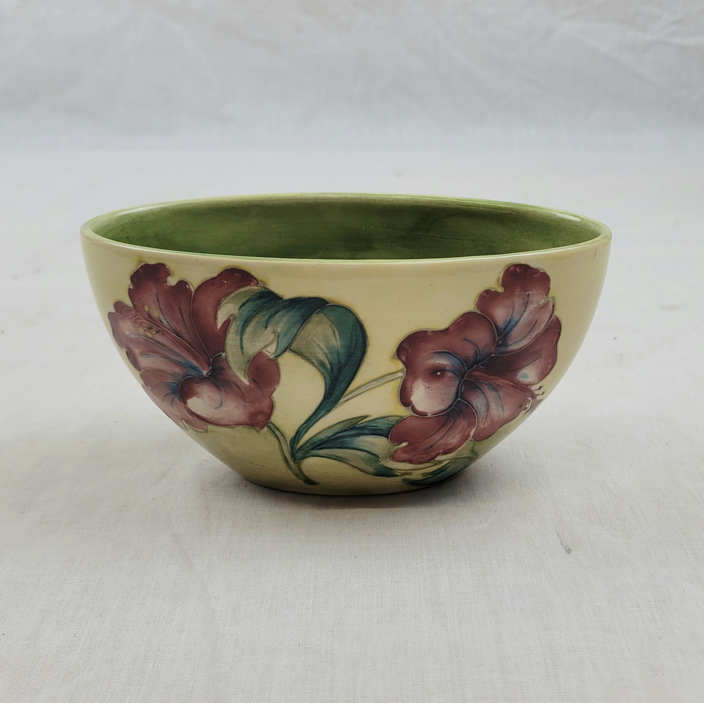 Mid-20th Century Moorcroft Hibiscus Pattern Ovoid Vase