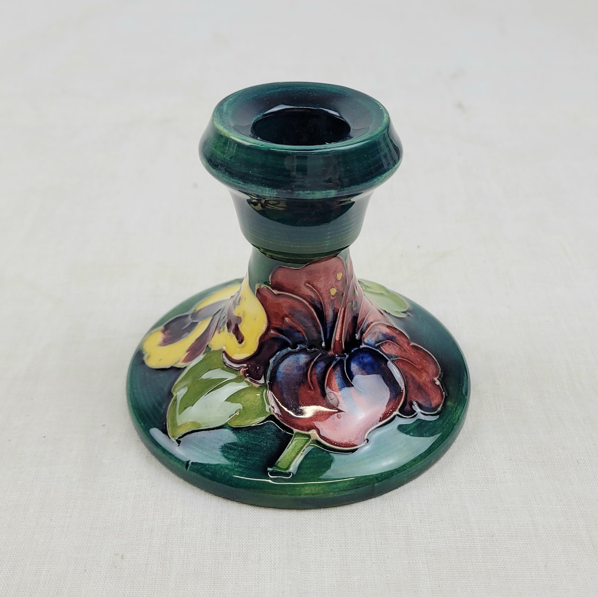 Mid-20th Century Moorcroft Hibiscus Pattern Squat Candlestick - Image 2