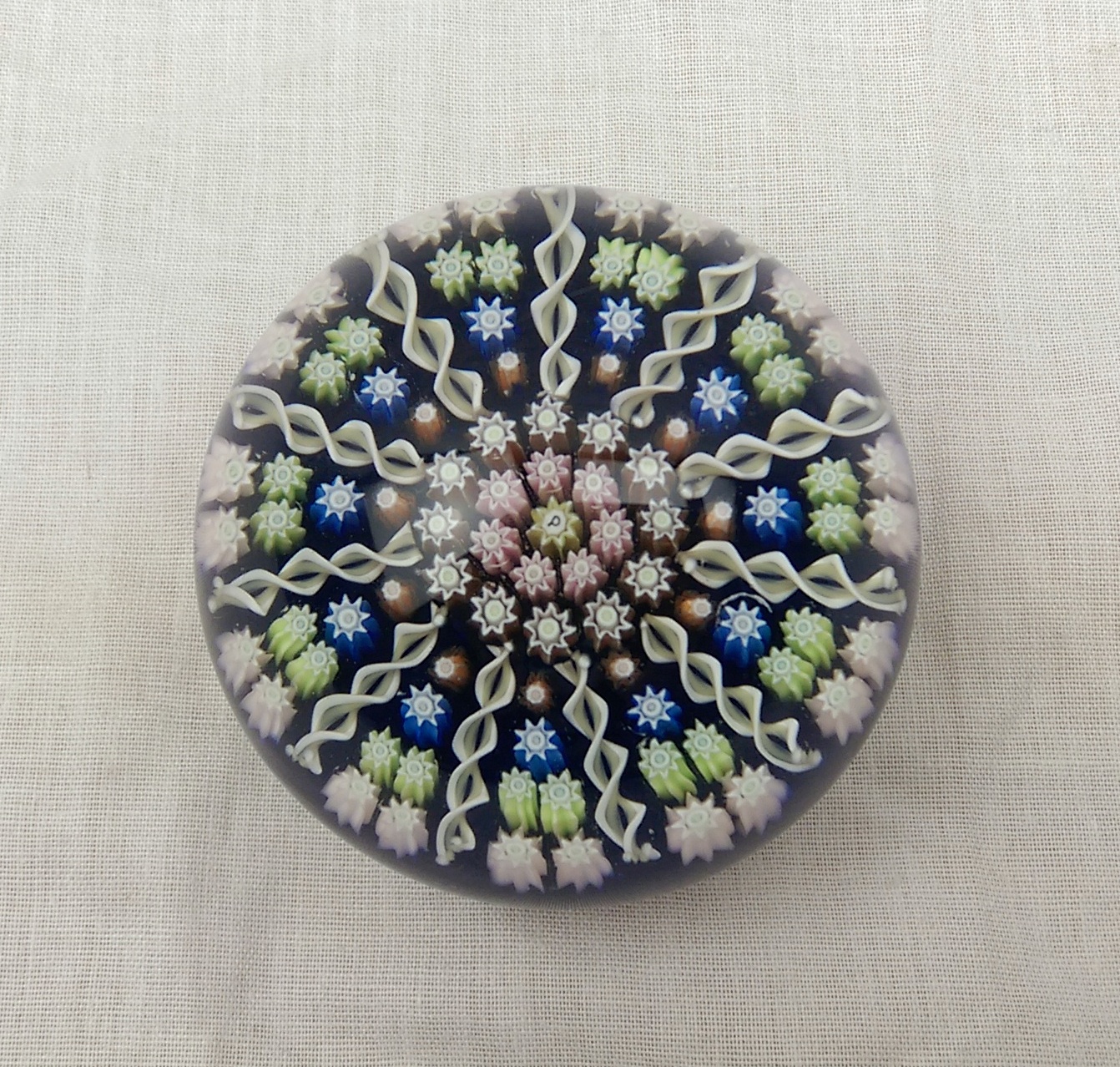 Perthshire Millefiori Flowers And Cane Paperweight
