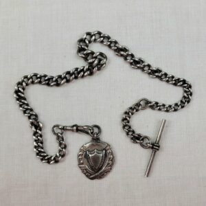 Sterling Silver Albert Watch Chain With Medallion