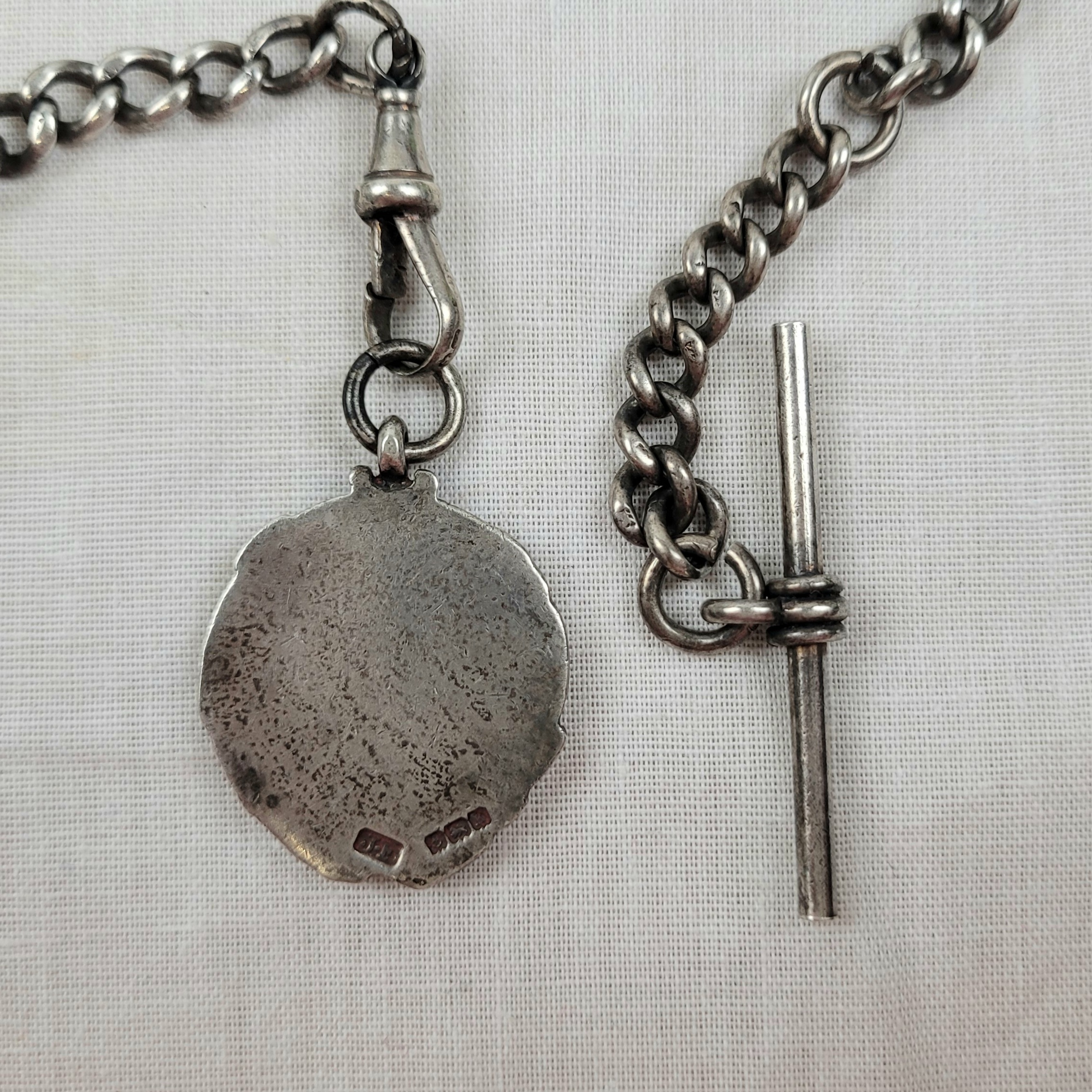 Sterling Silver Albert Watch Chain With Medallion - Image 3