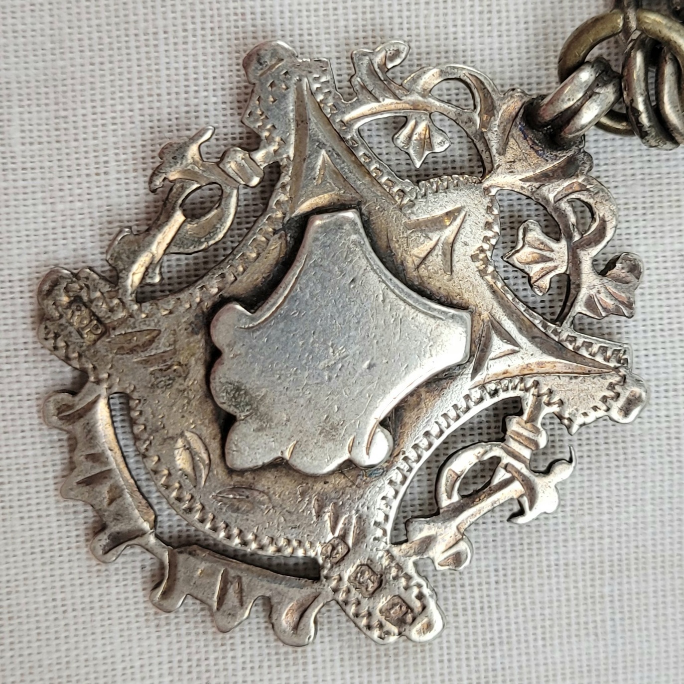 Sterling Silver Albert Watch Chain With 6 Medallions, 2 With Gold Centres - Image 3
