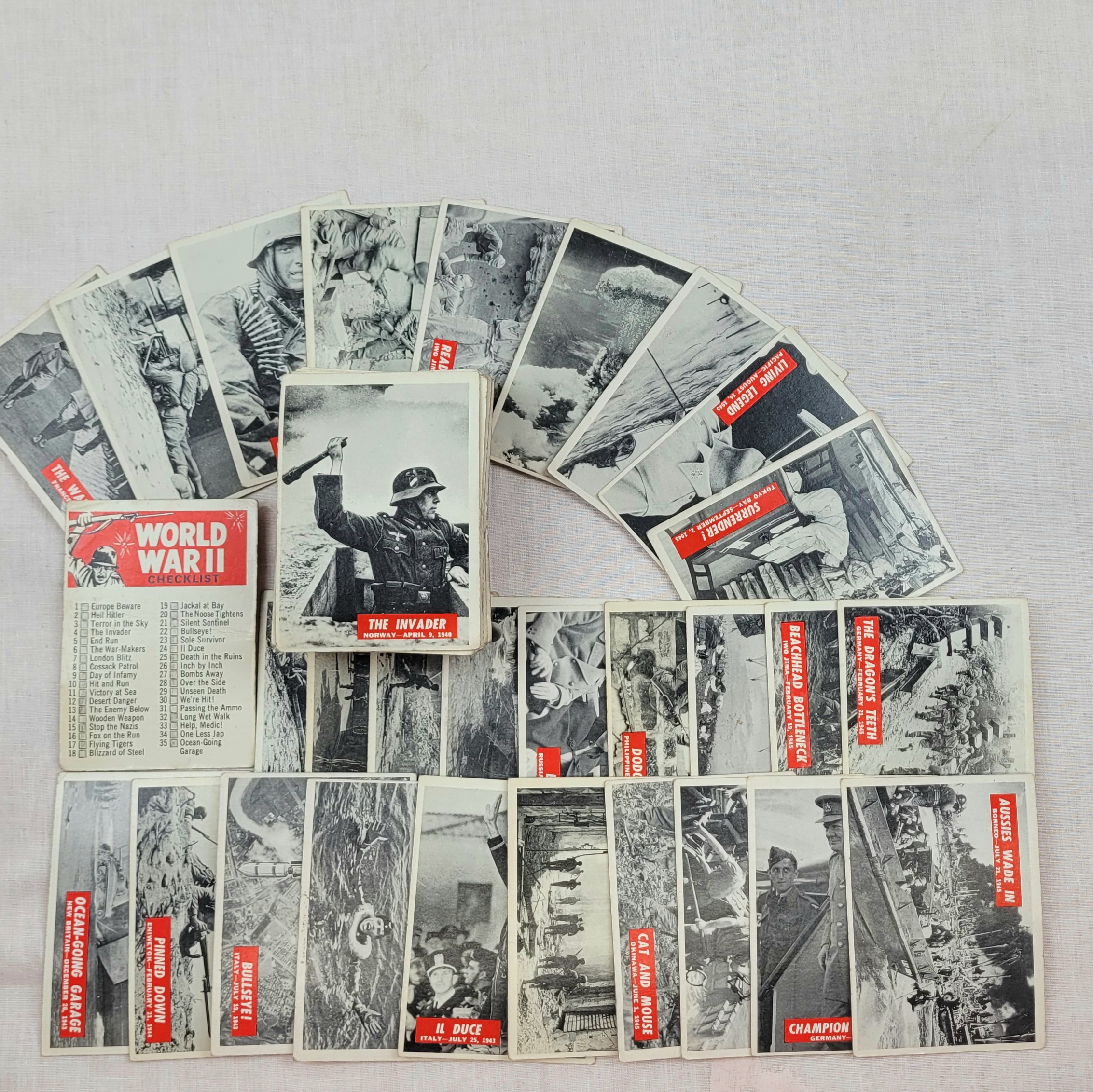 Near Complete Set Of 1965 U.S.A. Bubble Gum Cards Depicting WW2