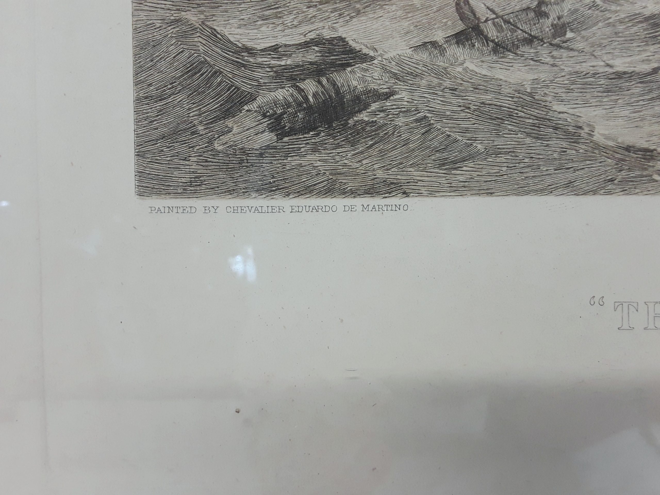 c1880 Framed Pair Of Lithographic Prints 'The Victory and The Euryalus After The Battle Of Trafalgar' by Chevalier Eduardo De Martino (1838-1912) - Image 12