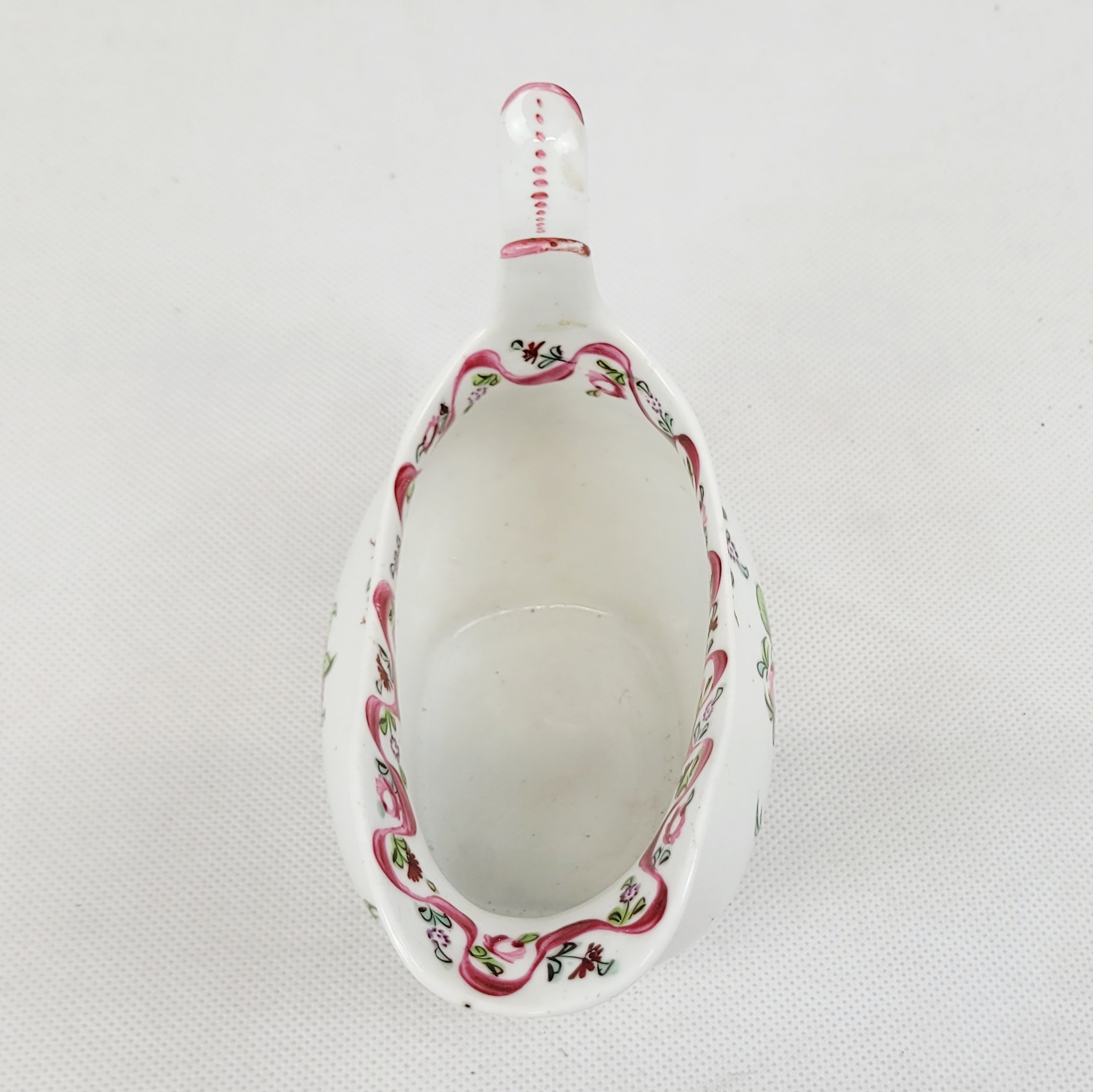 Circa 1790 New Hall Porcelain Cream Jug With Pink Flowers And Garlands - Image 5