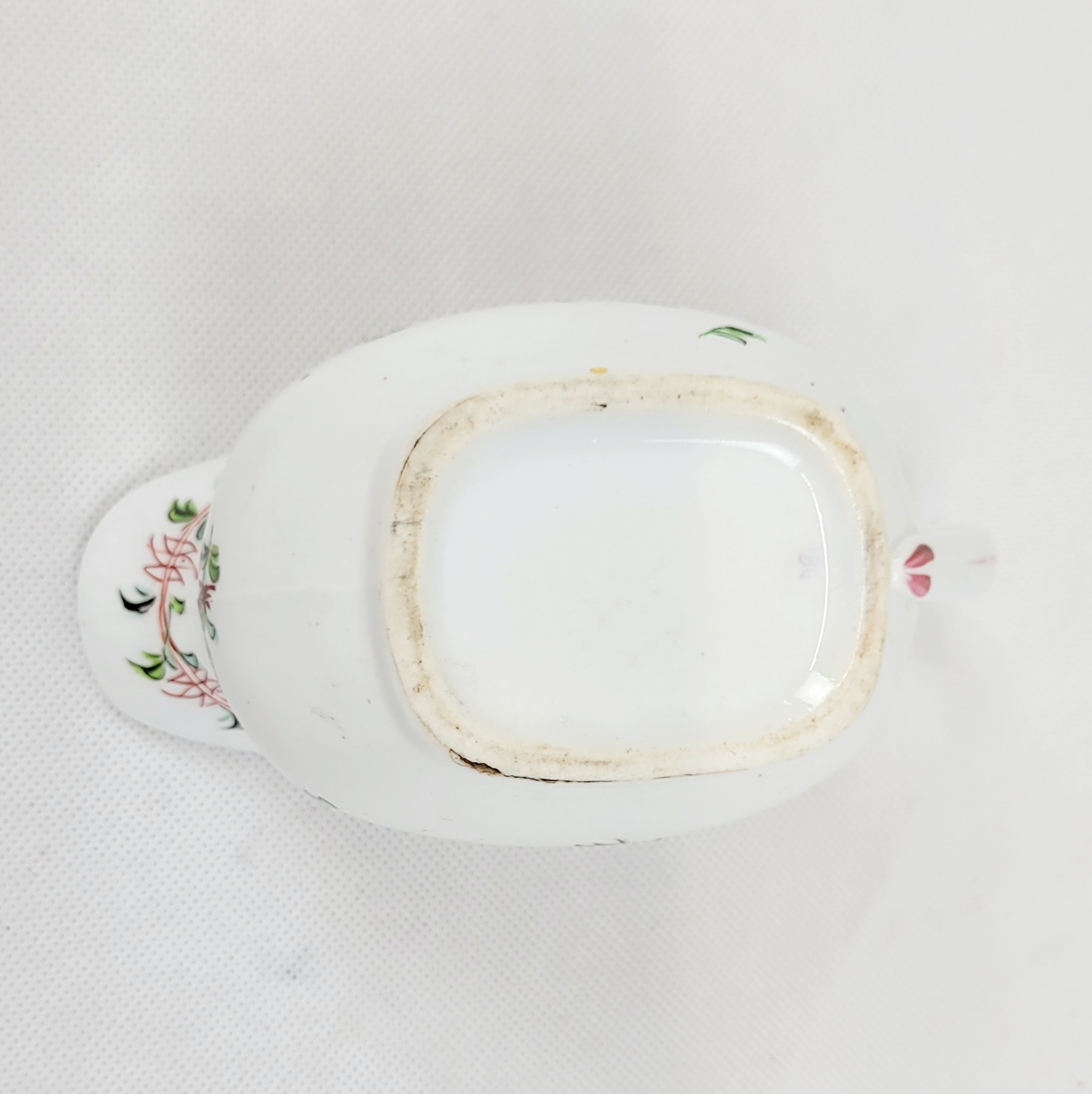 Circa 1790 New Hall Porcelain Cream Jug With Pink Flowers And Garlands - Image 6