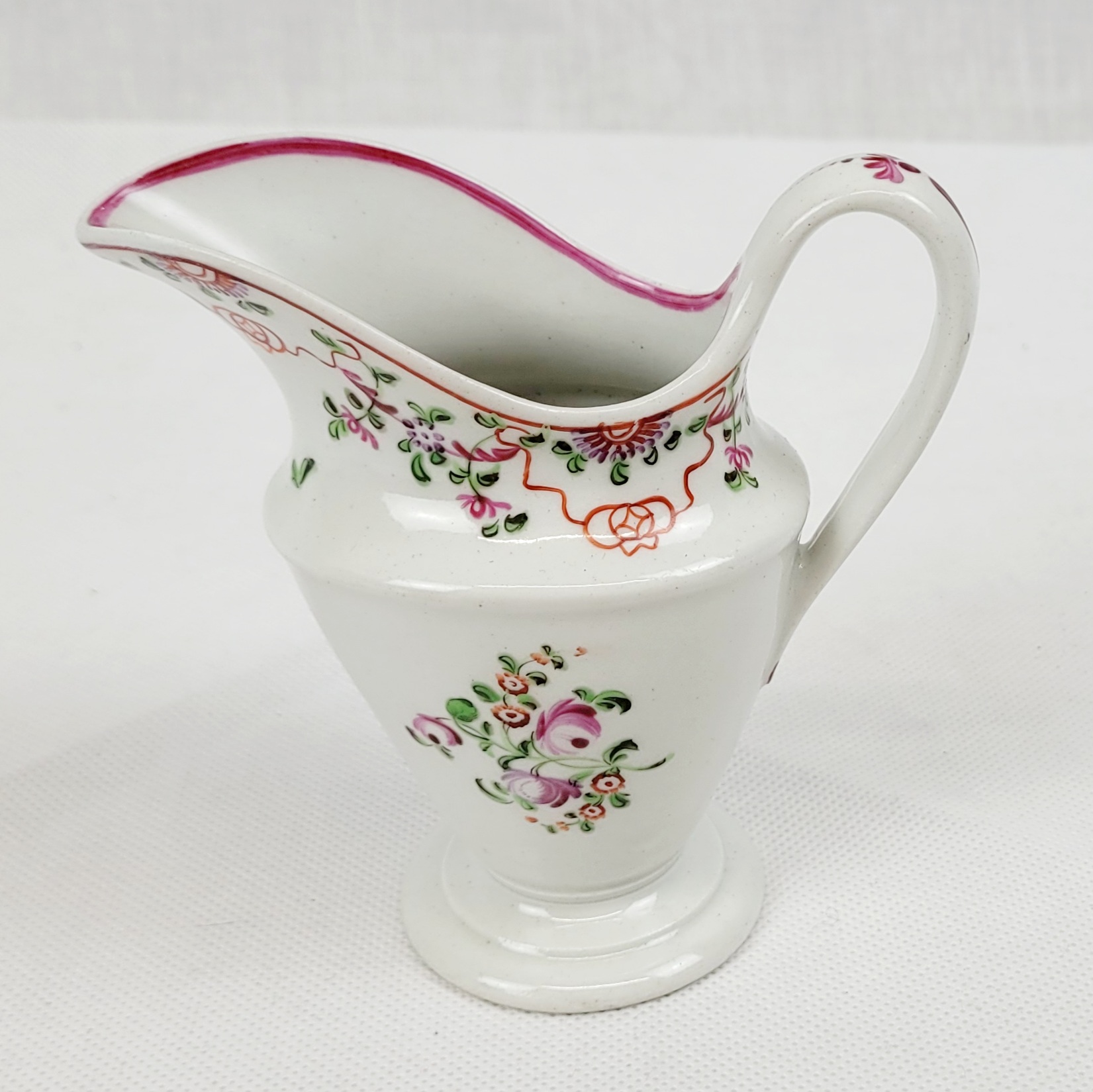 Circa 1795 New Hall Porcelain Cream Jug In The Knitting Wool Pattern