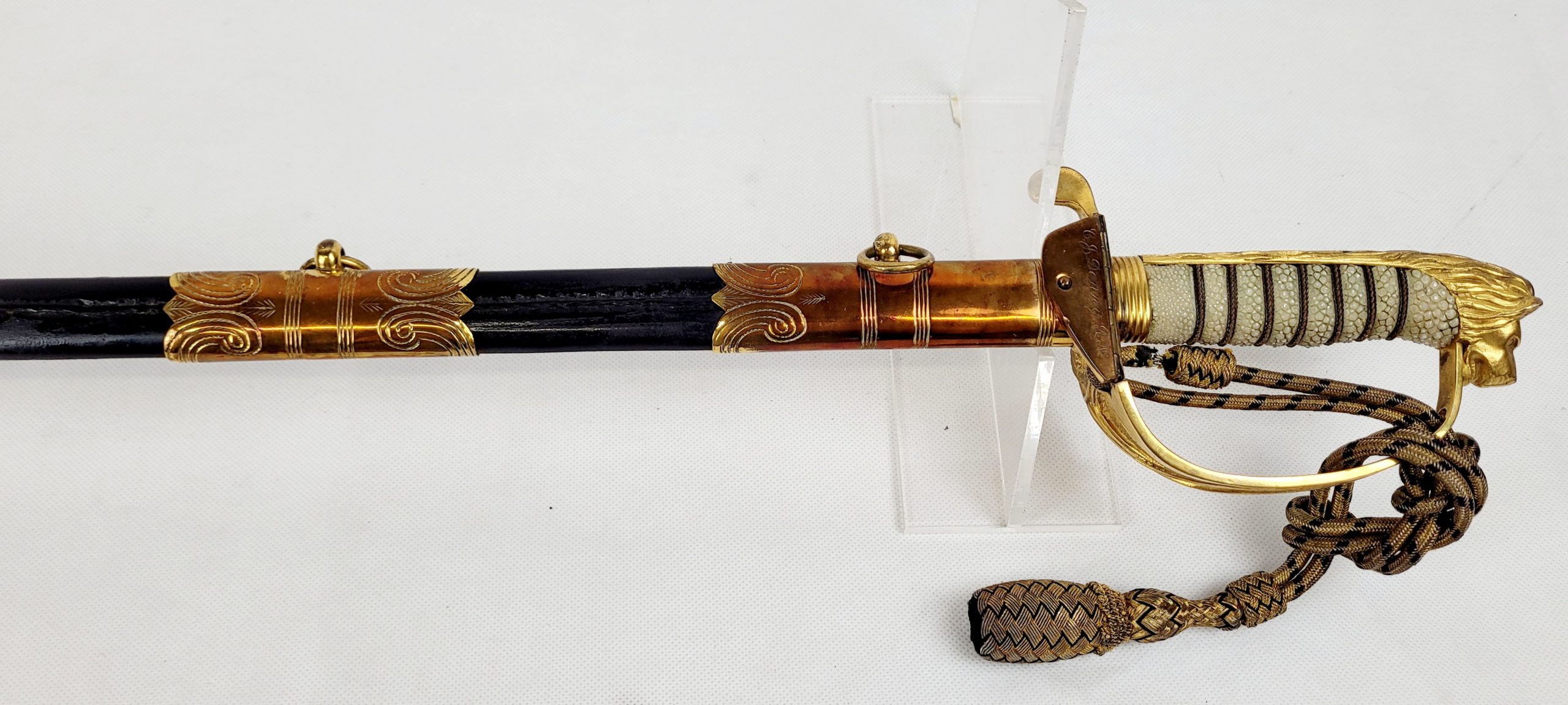 Circa WW2 Royal Navy 1827 Pattern Officers Sword, Scabbard And Leather Sword Bag By Gieves - Image 17
